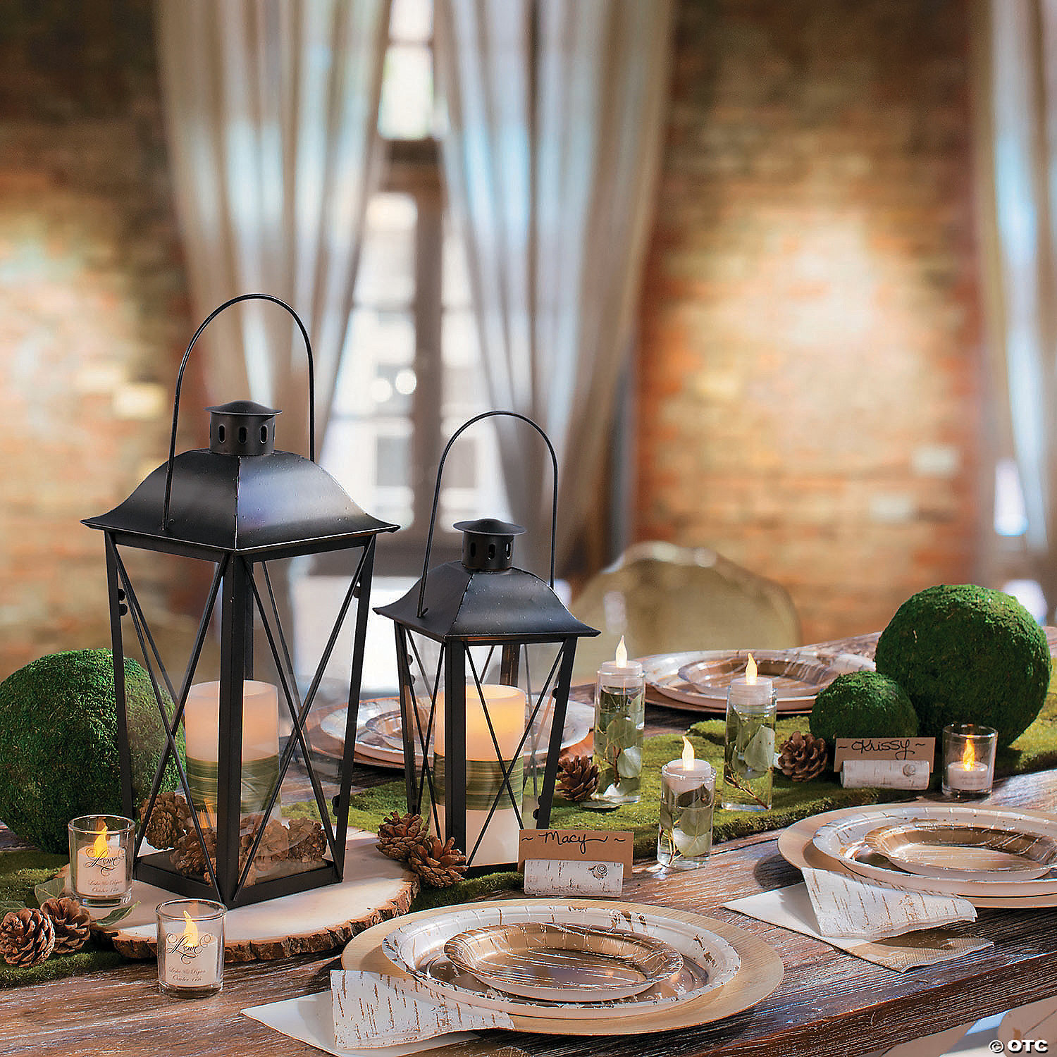 B030: Wedding or Event Reception Black Metal Lanterns - 2 Pcs/set Rose Morning