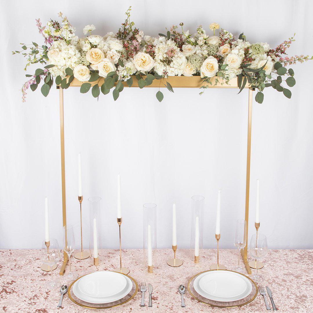 B034: Tall Wedding Vase Centerpieces for Tables Long Metal Flower Stand Decorations Rose Morning