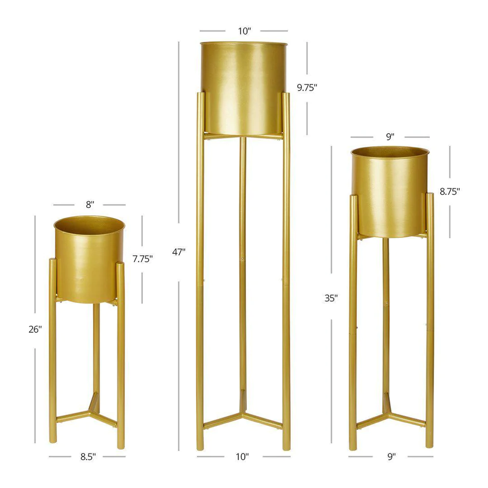 B036: Modern Metal Drum Planter Stands Rose Morning