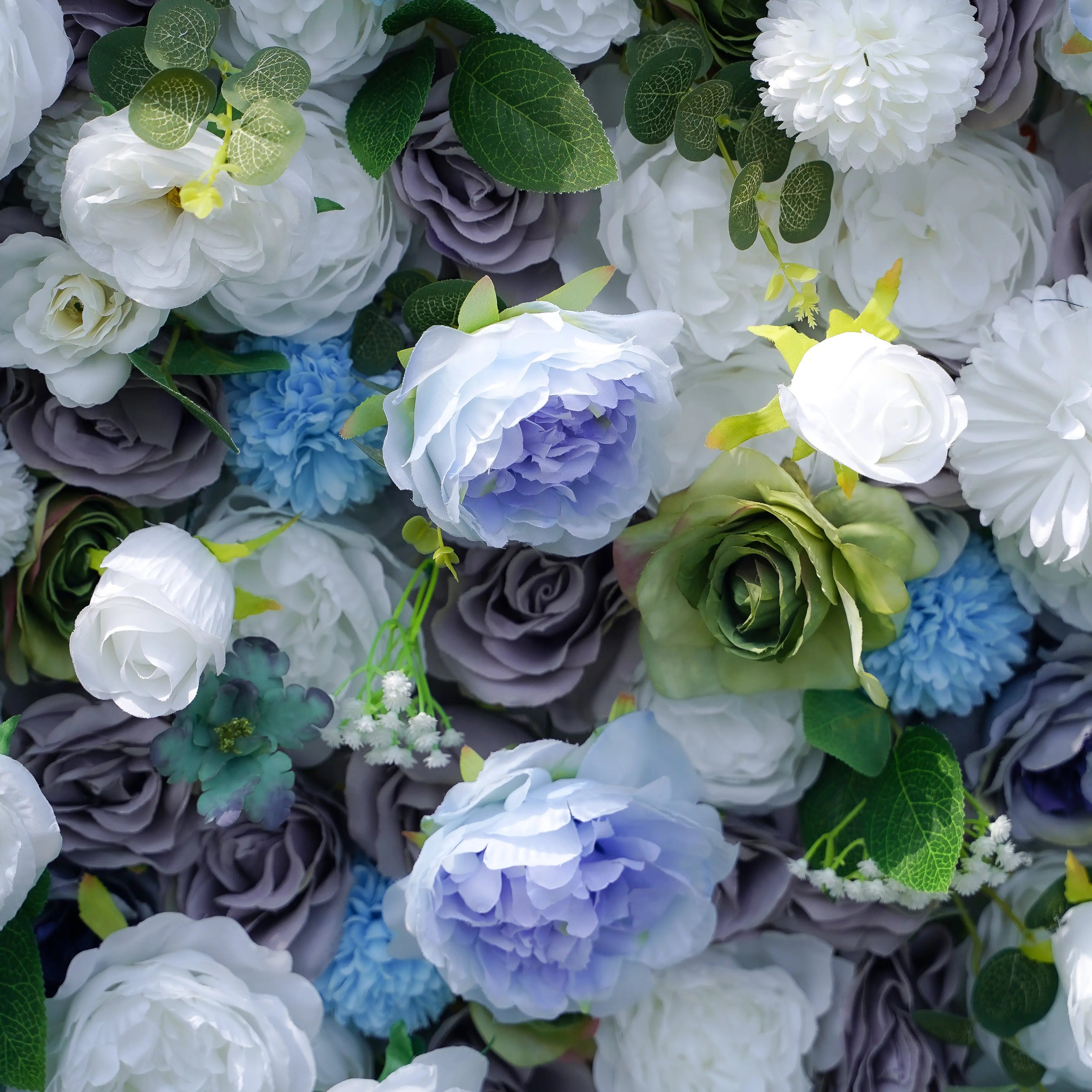Betty:5D Blue Fabric Artificial rolling up curtain flower wall