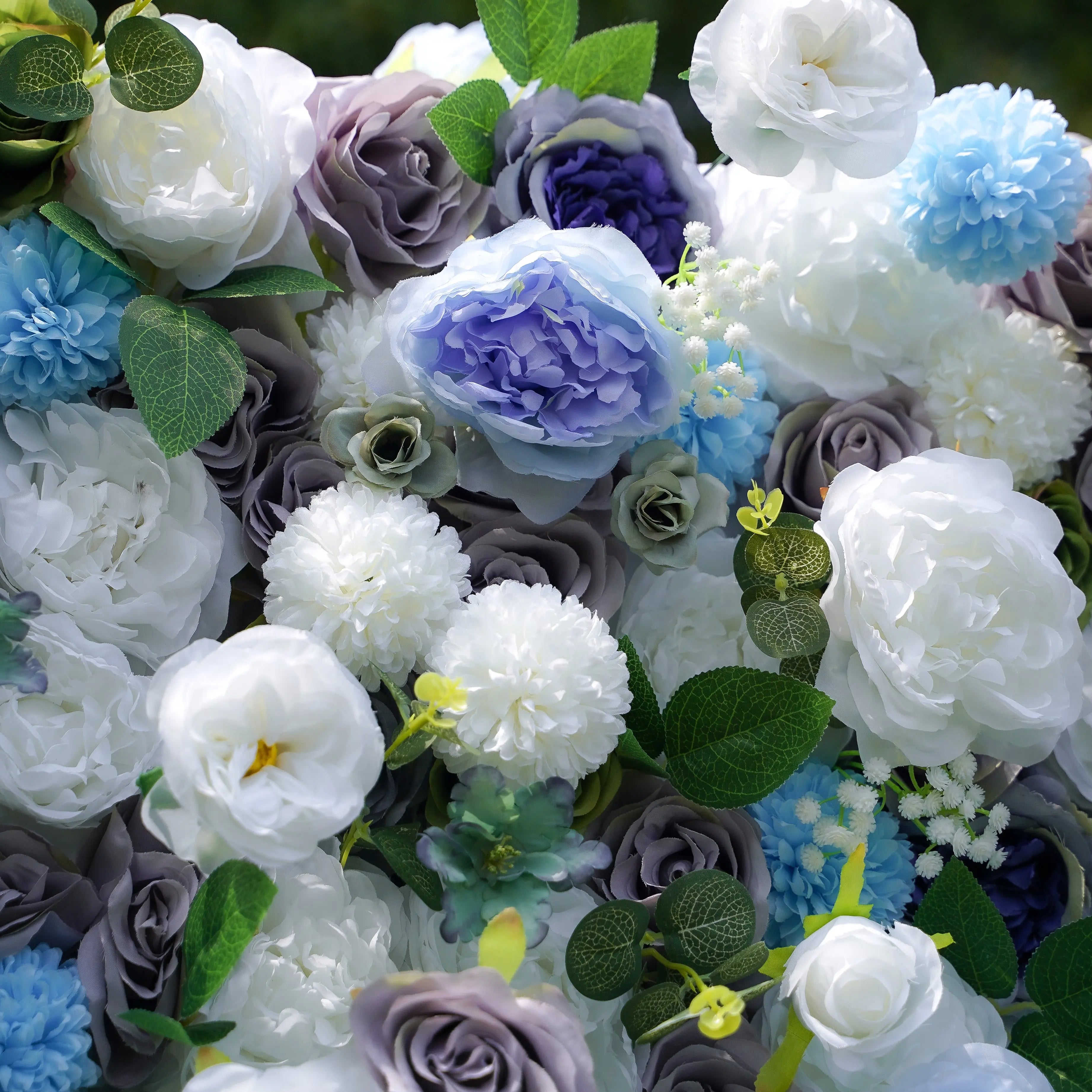 Betty:5D Blue Fabric Artificial rolling up curtain flower wall