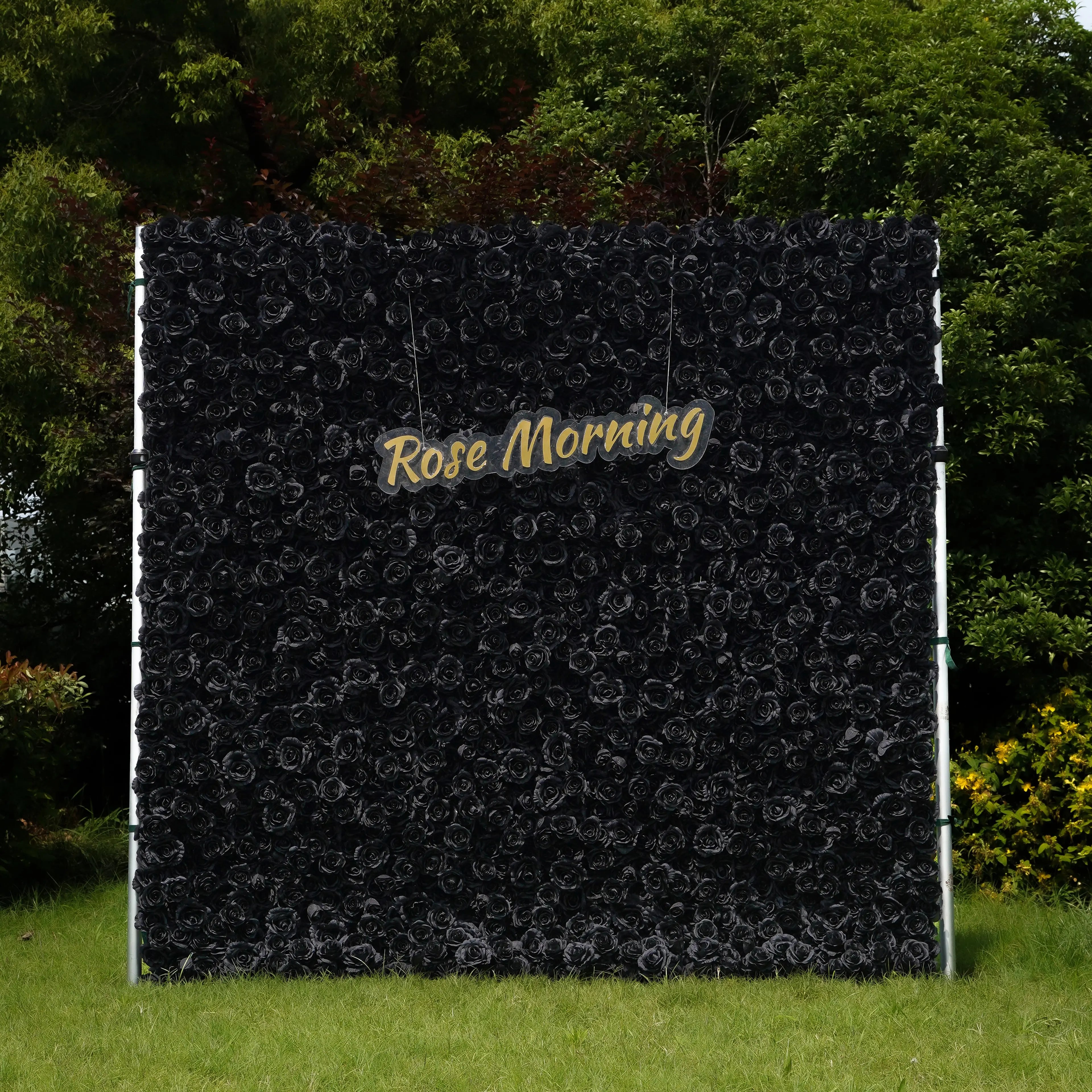 Black:4D Fabric Artificial rolling up curtain flower wall