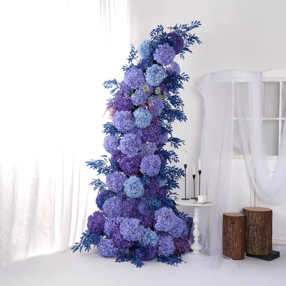 Blue Hydrangea: Wedding Party Event Background Blue Hydrangea Flower Arch Decoration (Including Frame)