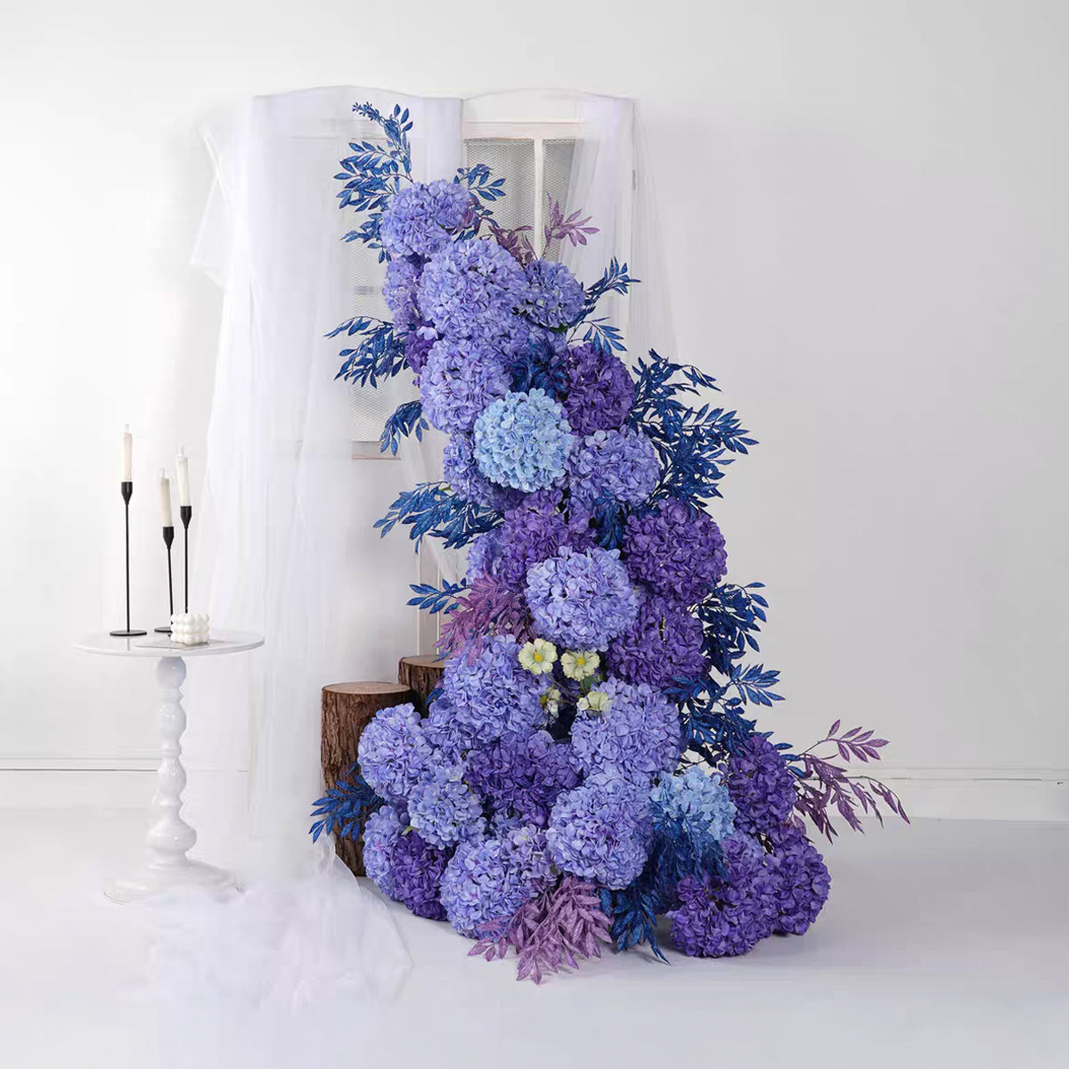 Blue Hydrangea: Wedding Party Event Background Blue Hydrangea Flower Arch Decoration (Including Frame)