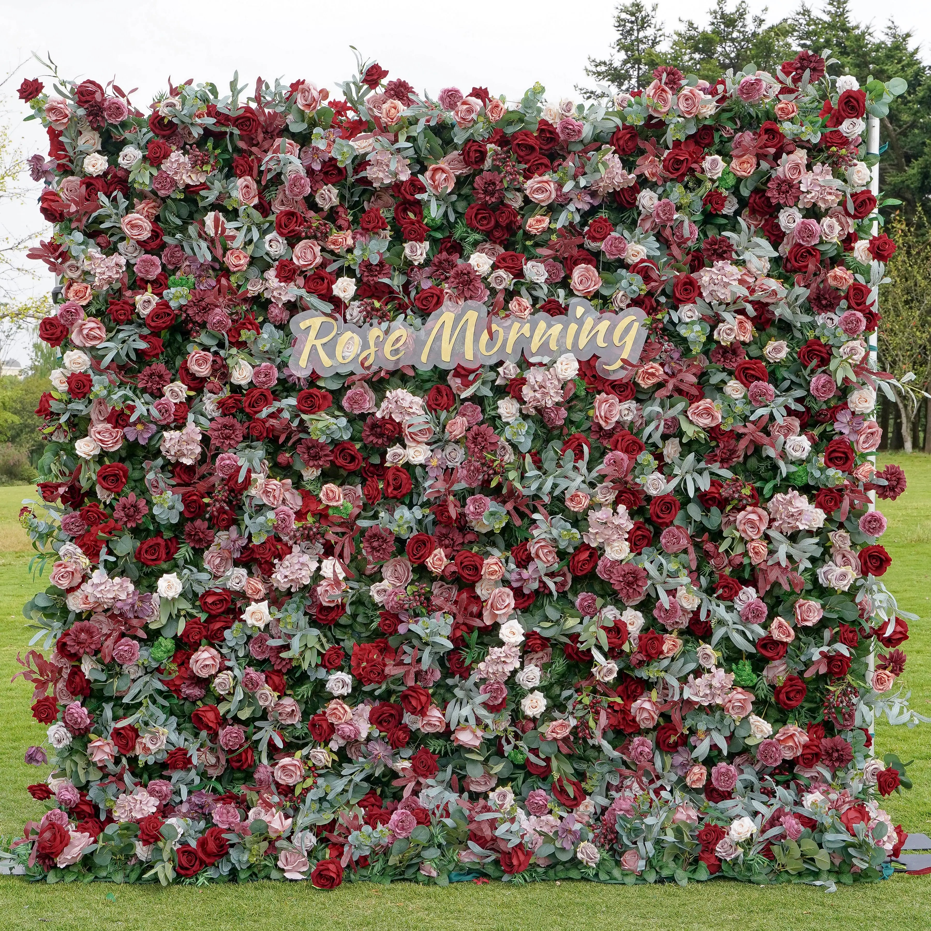 Bri:5D Fabric Artificial rolling up curtain flower wall