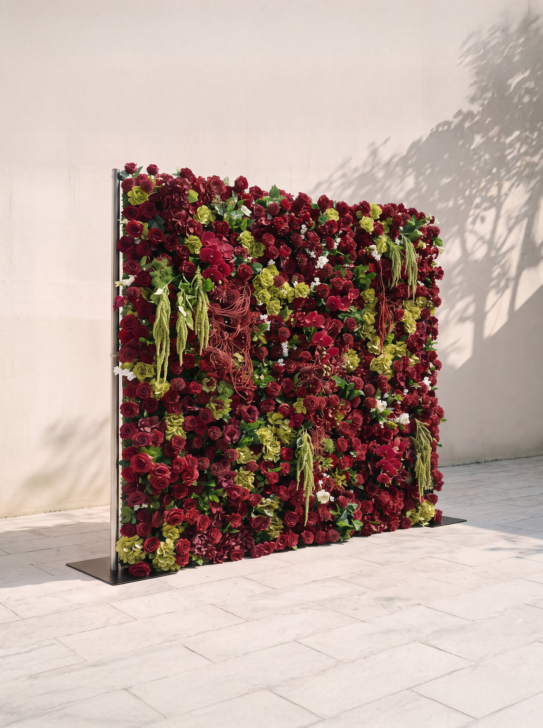 Brilena: 5D Fabric Artificial rolling up curtain flower wall — left view