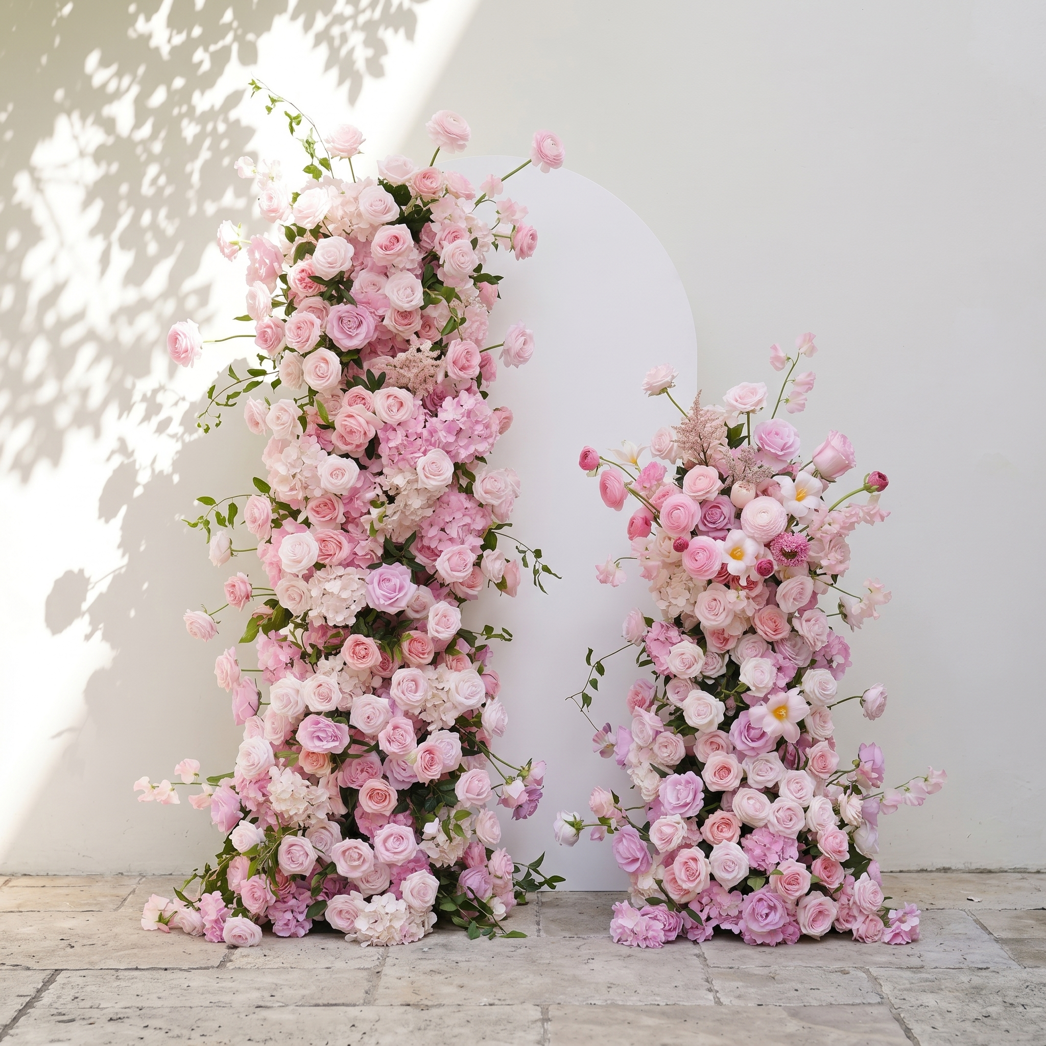 Thora: Pink Rose Ranunculus Wedding Background Arch KT Board Decorative Flower Row Excludes Frame