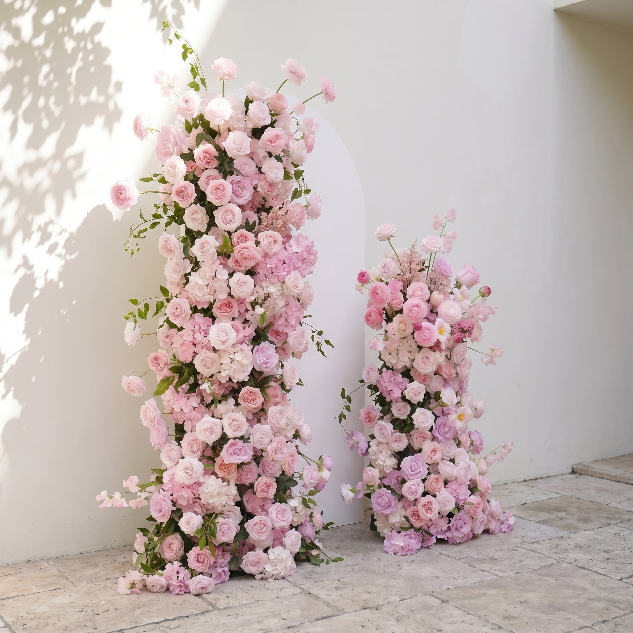 Thora: Pink Rose Ranunculus Wedding Background Arch KT Board Decorative Flower Row Excludes Frame