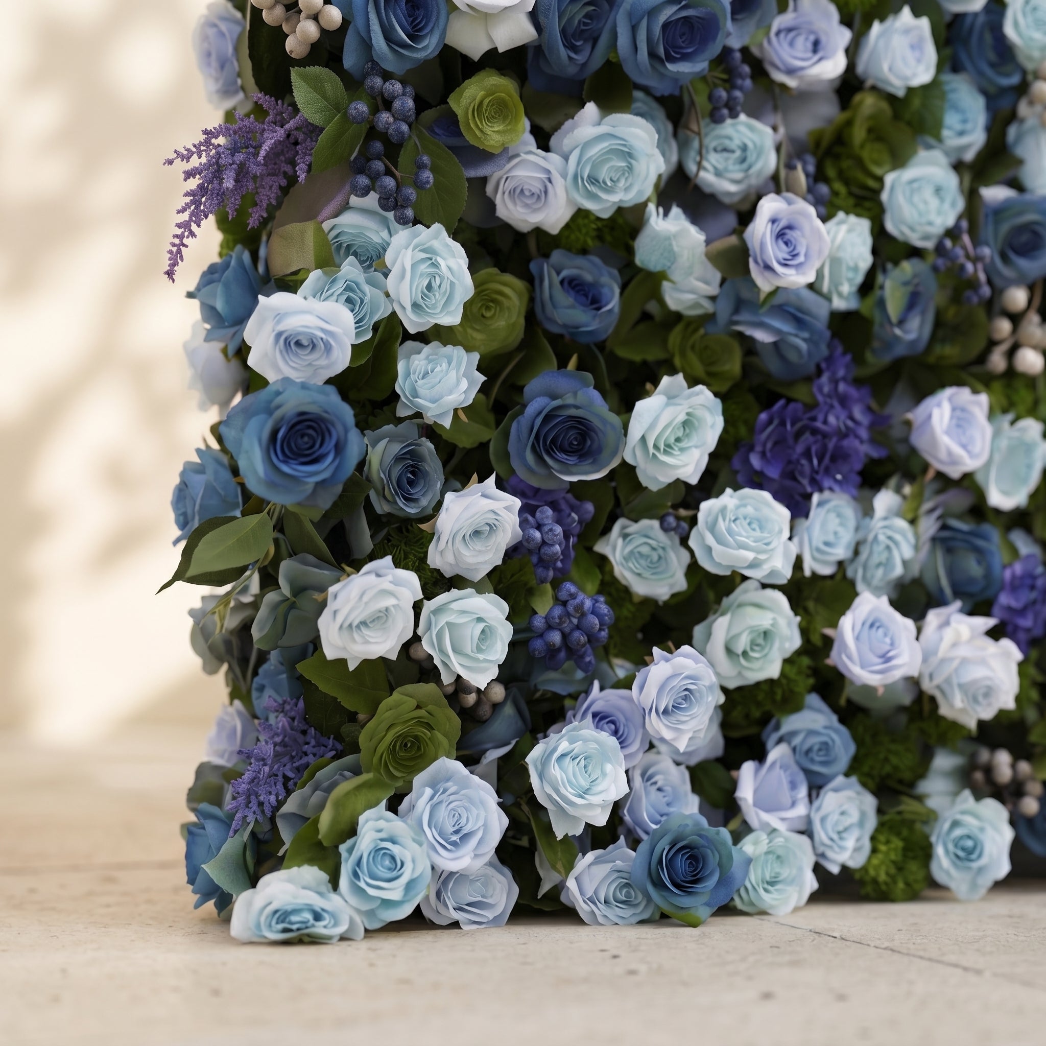 Brinavia:Luxury 5D Blue Flower Wall with Greenery Roll-Up Wedding Backdrop for Wedding and Event Decoration brinavia detail 2