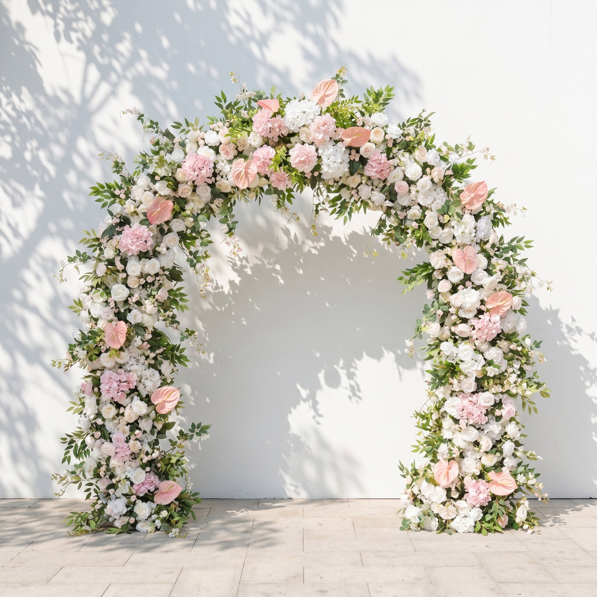 Brinvia: 2026 New White&Pink Flower Arch with Greenery for Luxury Weddings&Events Decor Incuding Frame brinvia front
