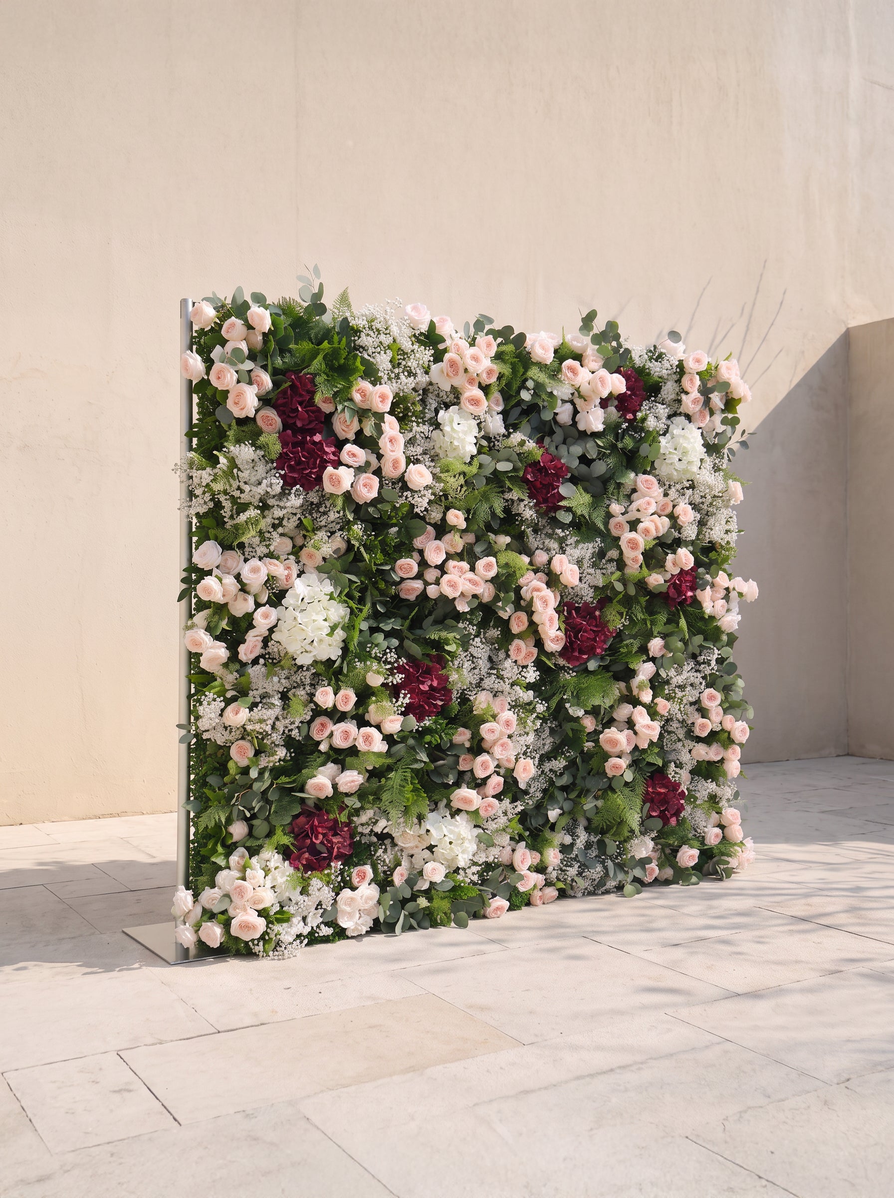 Brirose: 5D Fabric Artificial rolling up curtain flower wall — left view