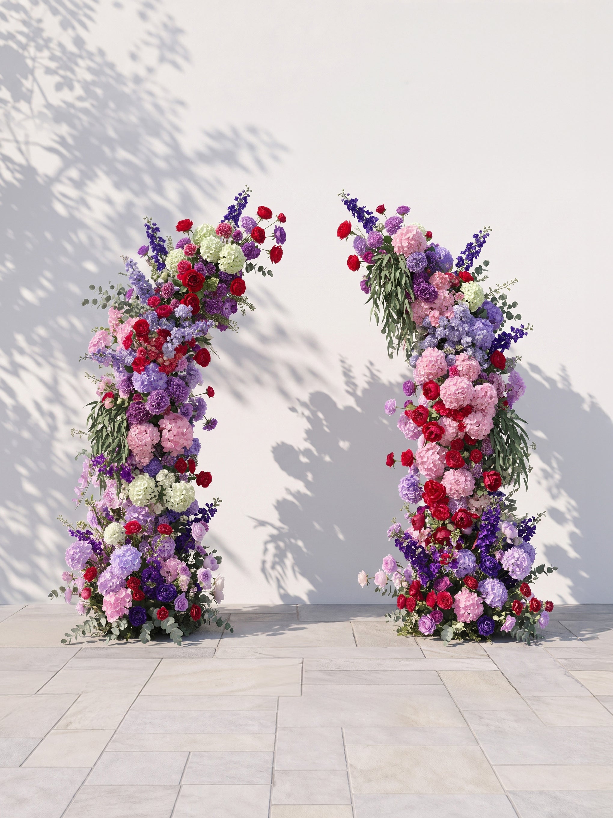 Brisira Luxury Horn Shaped Flower Arch with Frame for Wedding Party Event Backdrop Decoration — front view