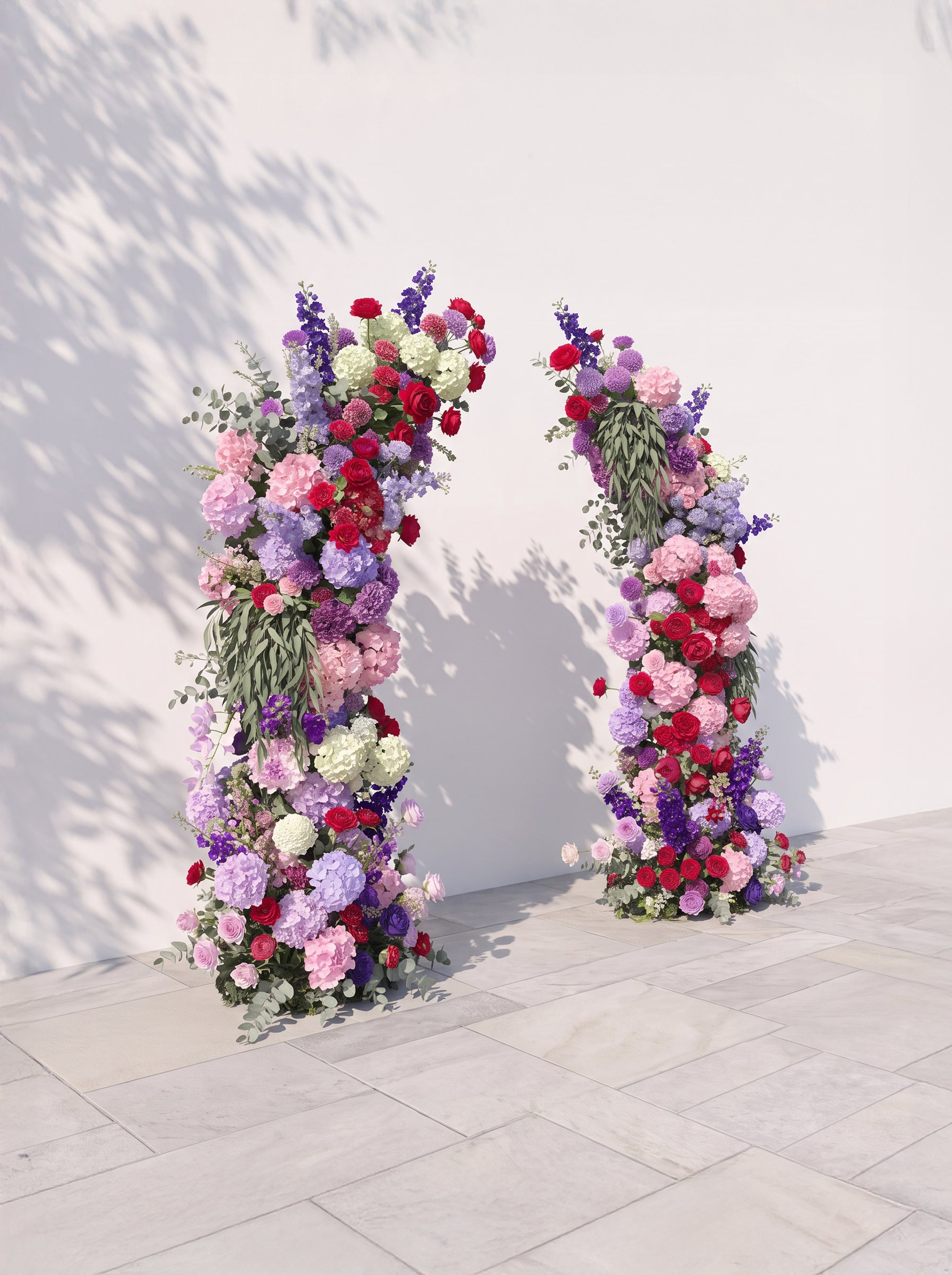 Brisira Luxury Horn Shaped Flower Arch with Frame for Wedding Party Event Backdrop Decoration — left view