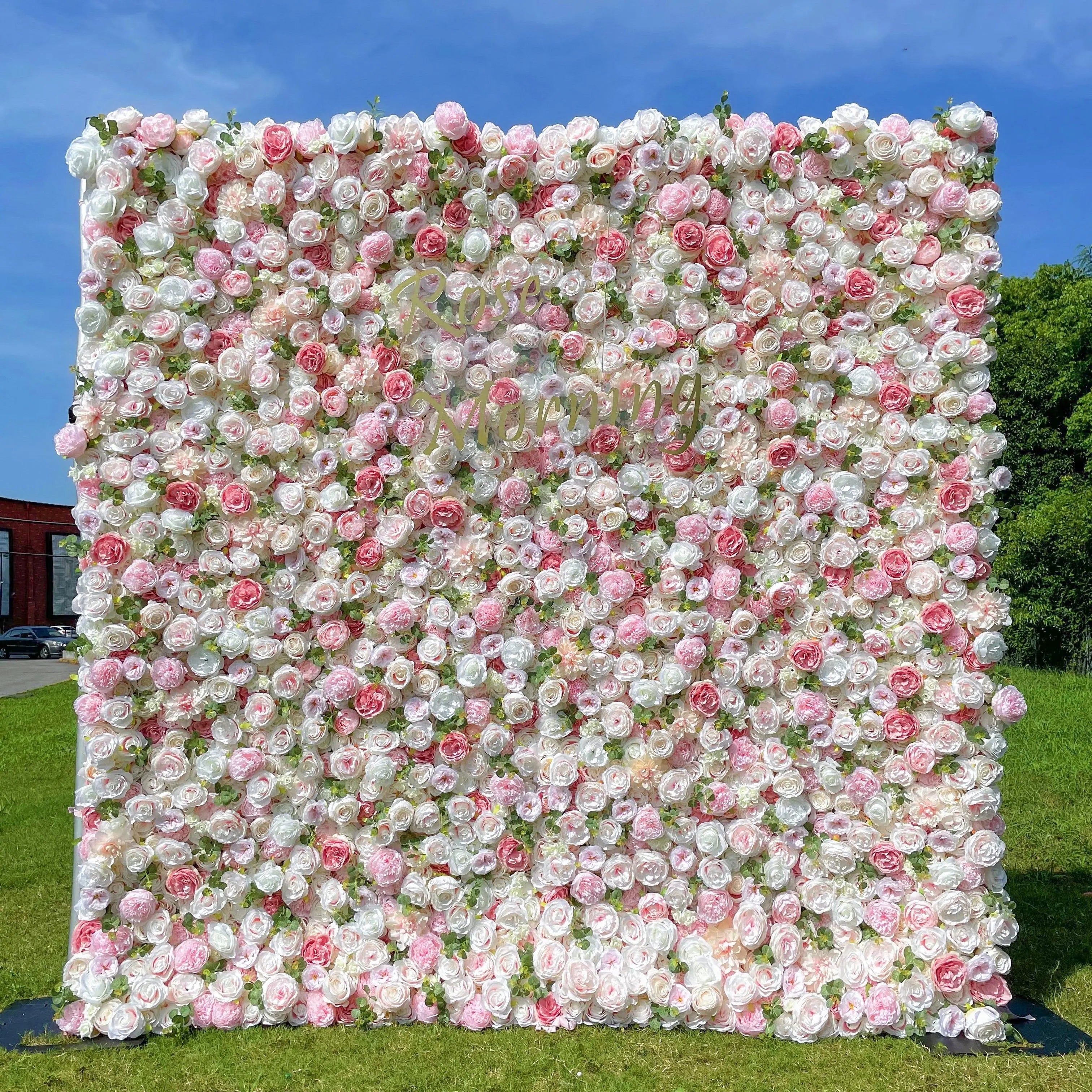 Catherine:4D Fabric Artificial rolling up curtain flower wall