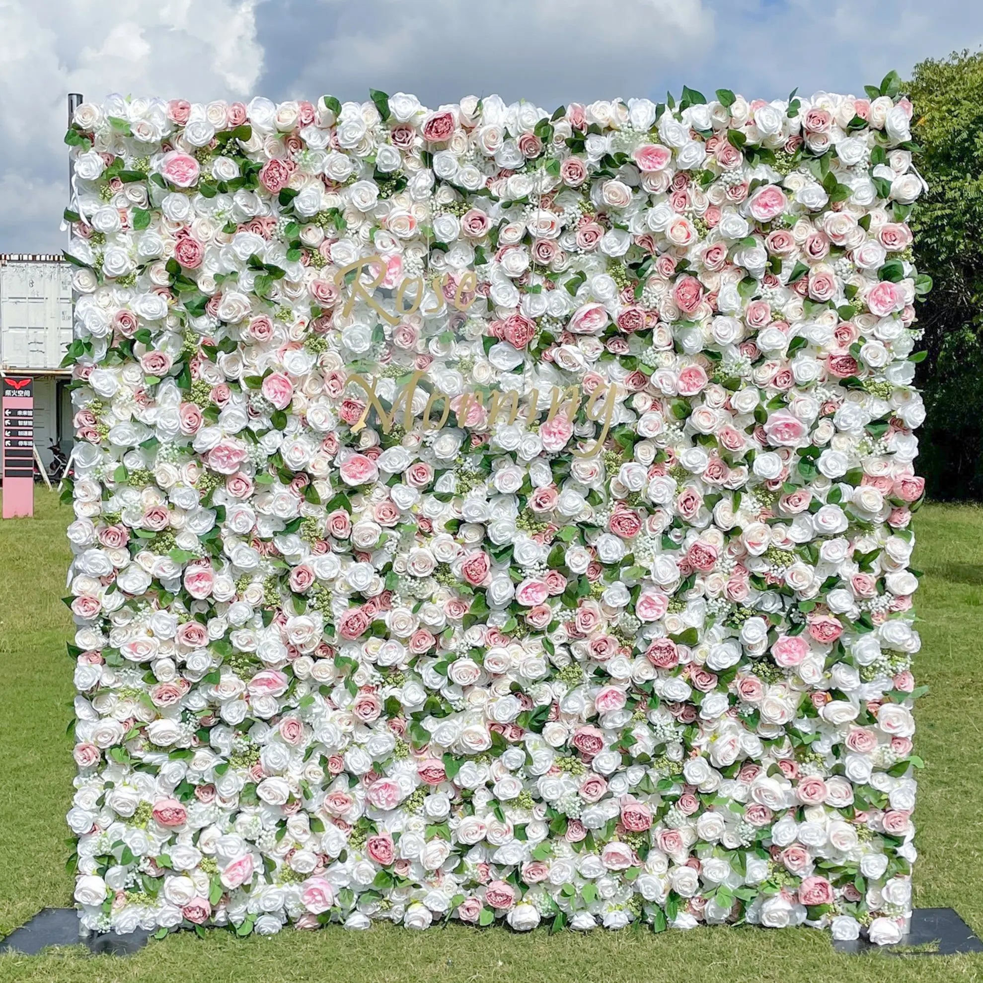 Cindy:5D Fabric Artificial rolling up curtain flower wall