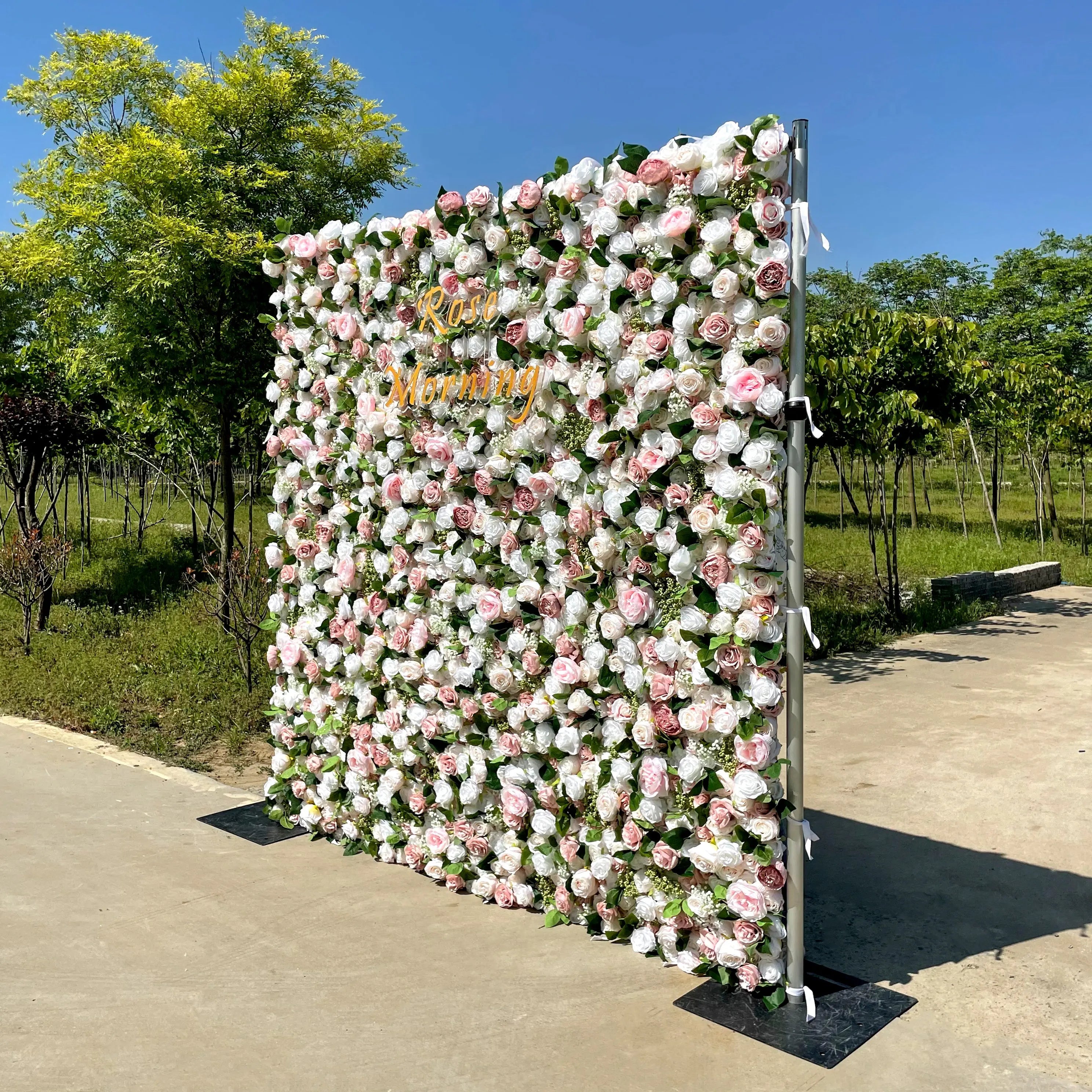 Cindy:5D Fabric Artificial rolling up curtain flower wall