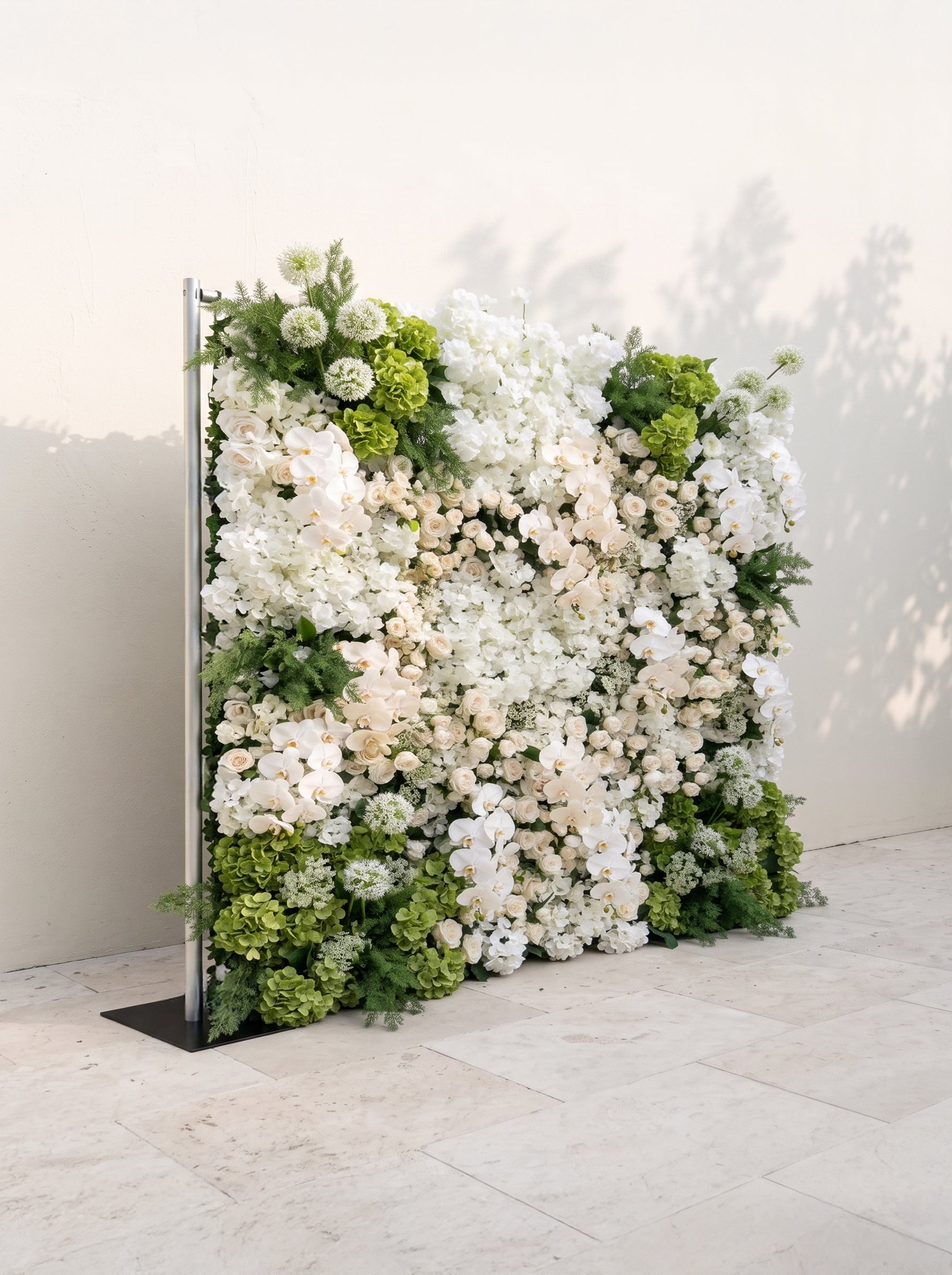 Cireliva: 5D Fabric Artificial rolling up curtain flower wall — left view
