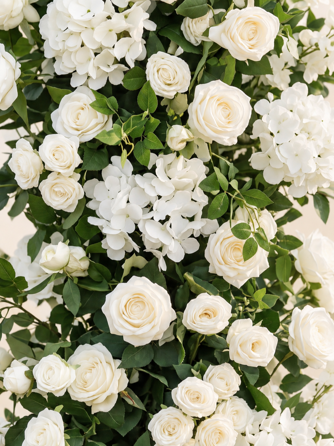 Zella: White&Green Wedding Background Arch KT Backdrop Decorative Flower Row Excludes Frame