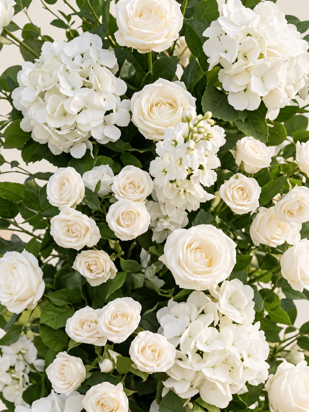 Zella: White&Green Wedding Background Arch KT Backdrop Decorative Flower Row Excludes Frame