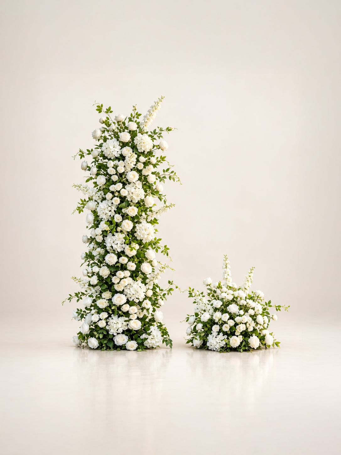 Zella: White&Green Wedding Background Arch KT Backdrop Decorative Flower Row Excludes Frame