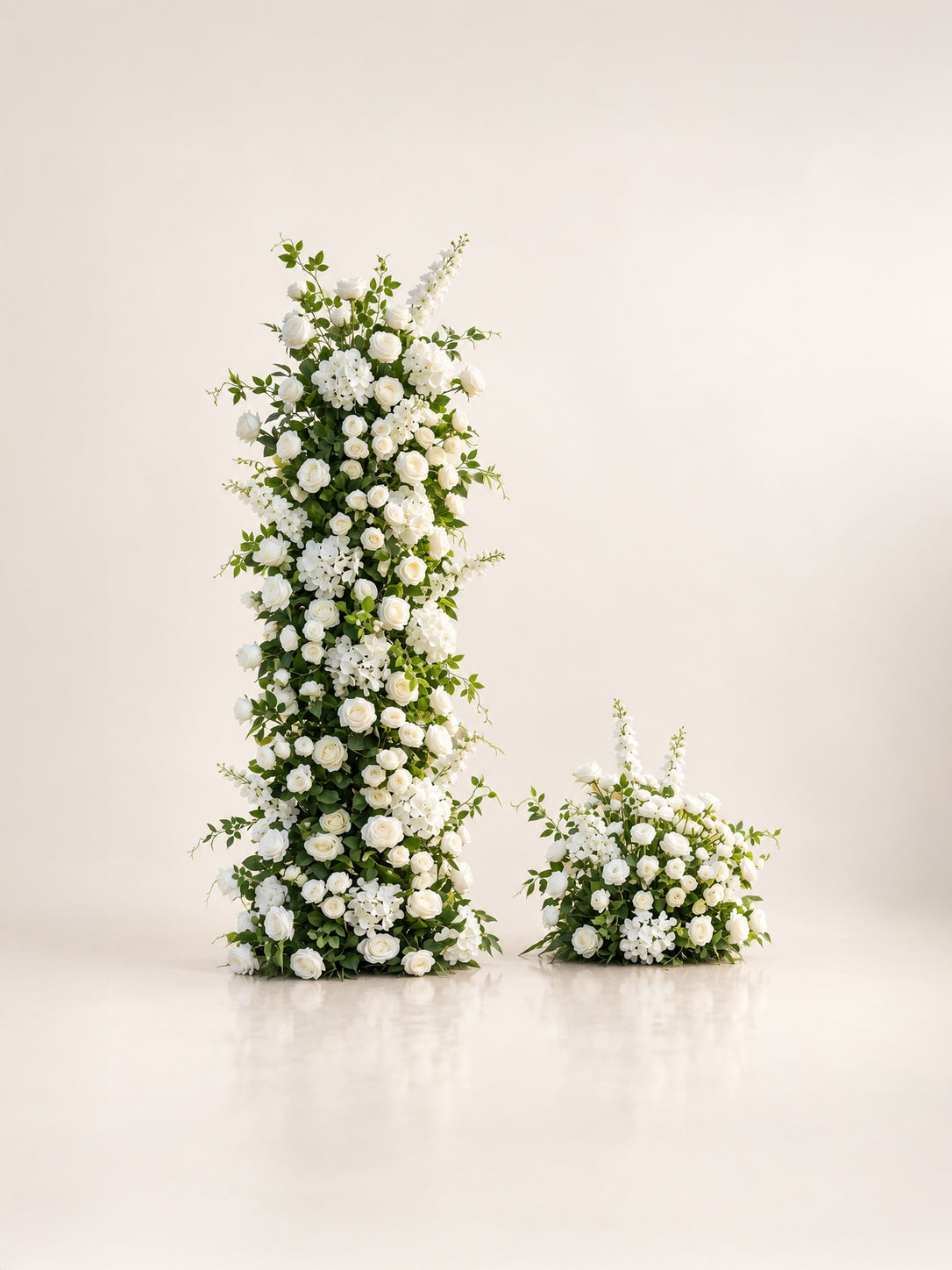 Zella: White&Green Wedding Background Arch KT Backdrop Decorative Flower Row Excludes Frame