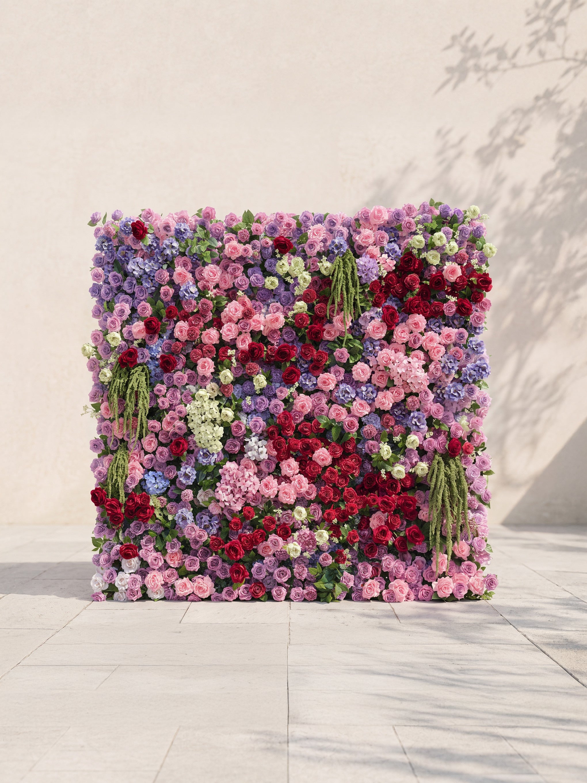 Corrielle: 5D Fabric Artificial rolling up curtain flower wall — front view