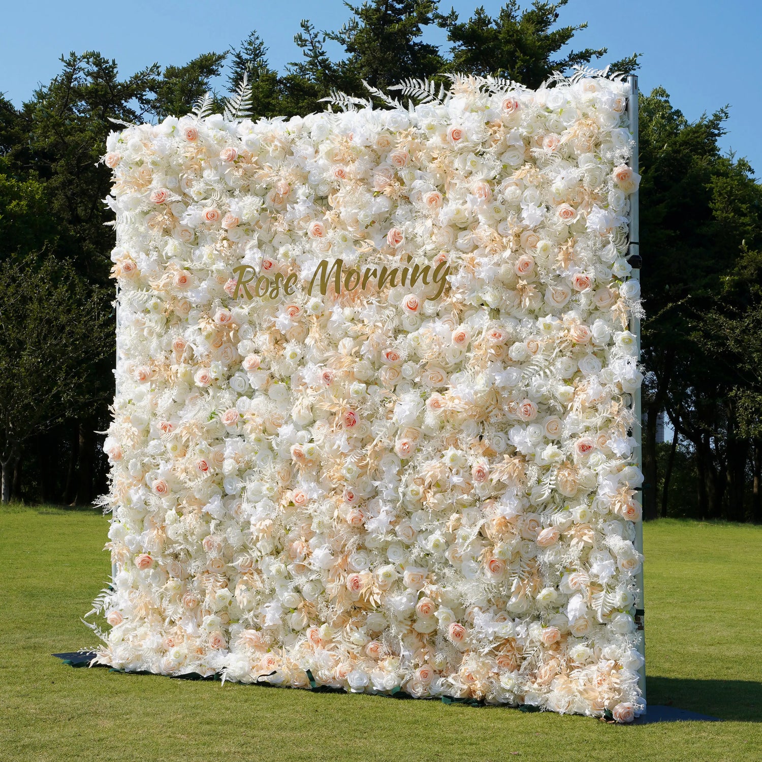Cream:5D Fabric Artificial rolling up curtain flower wall