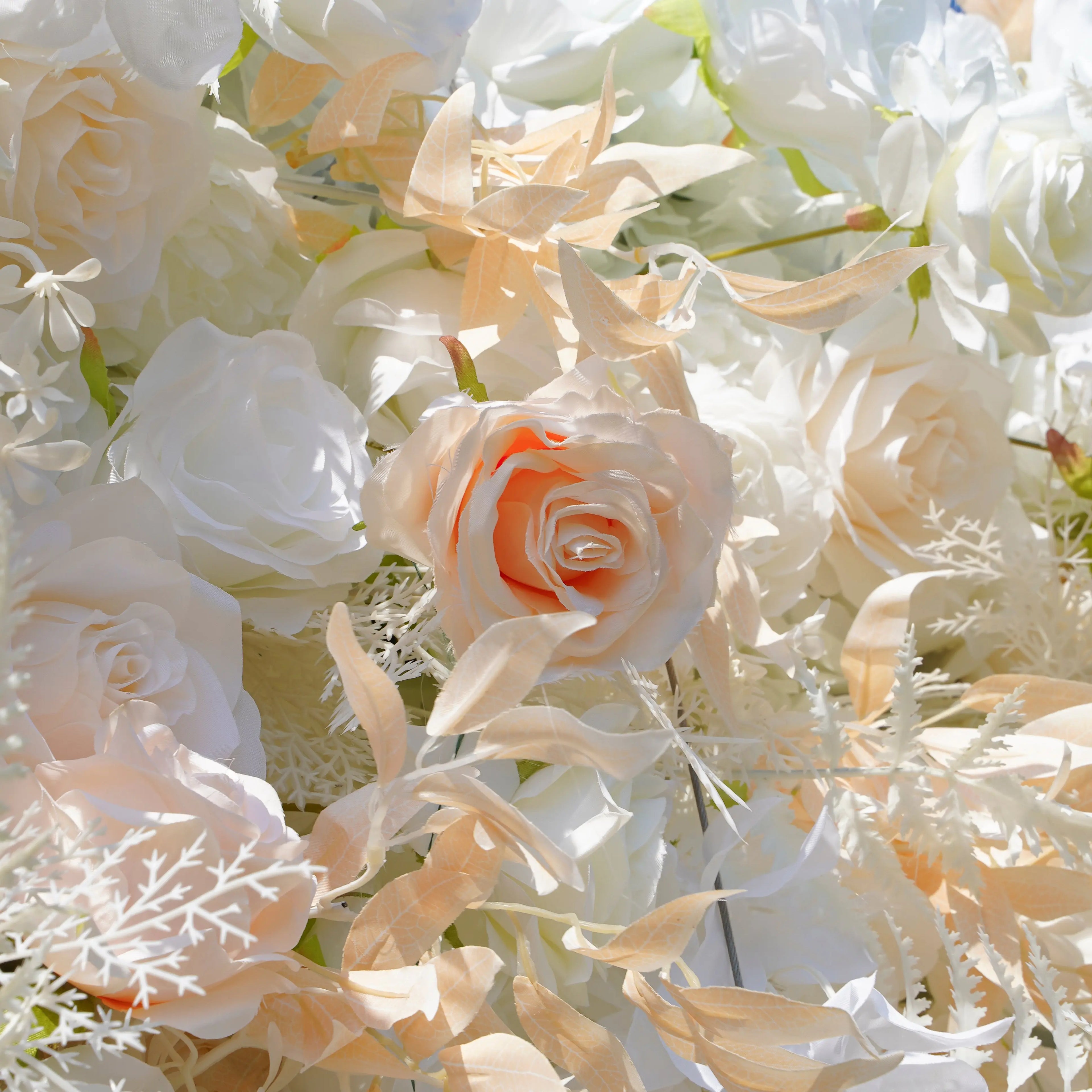 Cream:5D Fabric Artificial rolling up curtain flower wall