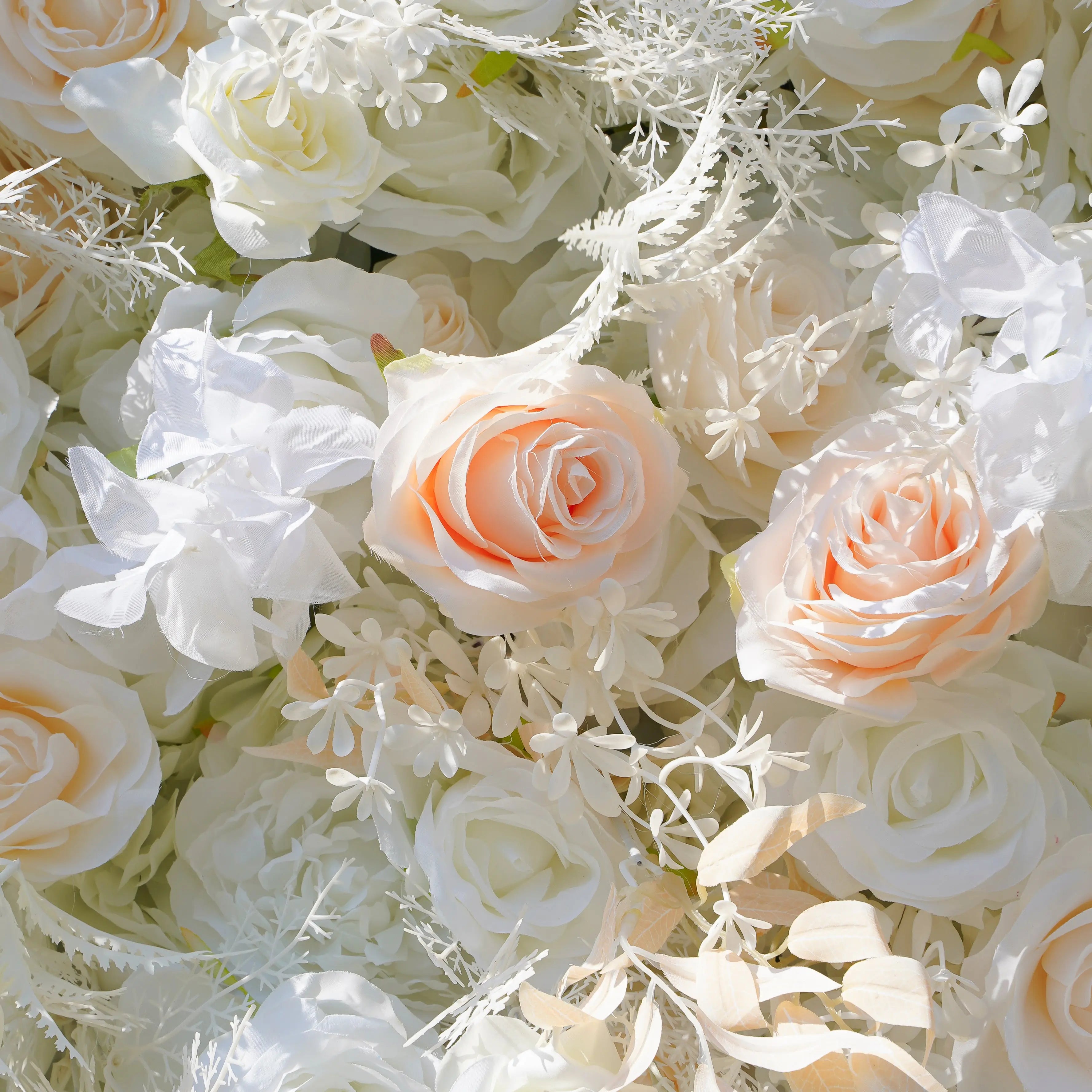 Cream:5D Fabric Artificial rolling up curtain flower wall