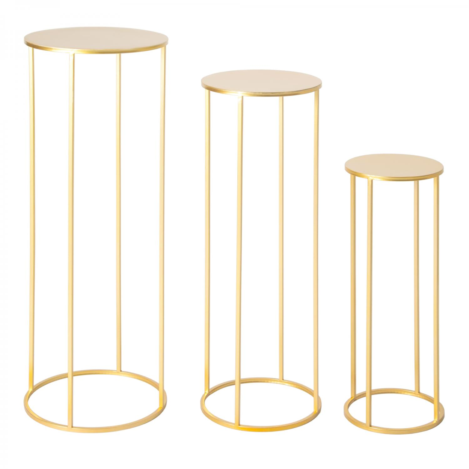 D003: Wedding and Event Gold Metal Round Floral Stand 3pcs/Set Rose Morning