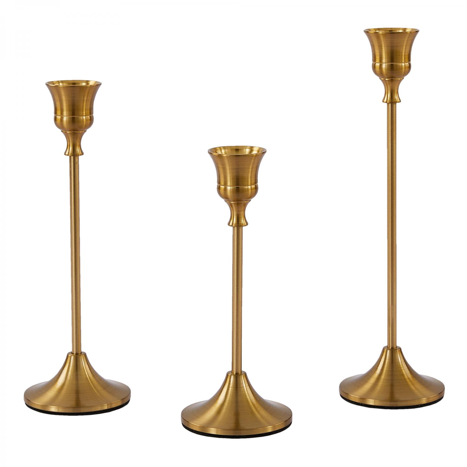 D009: Gold Wedding Table Decor Metal Candle Holder Stand 3PCS/SET Rose Morning