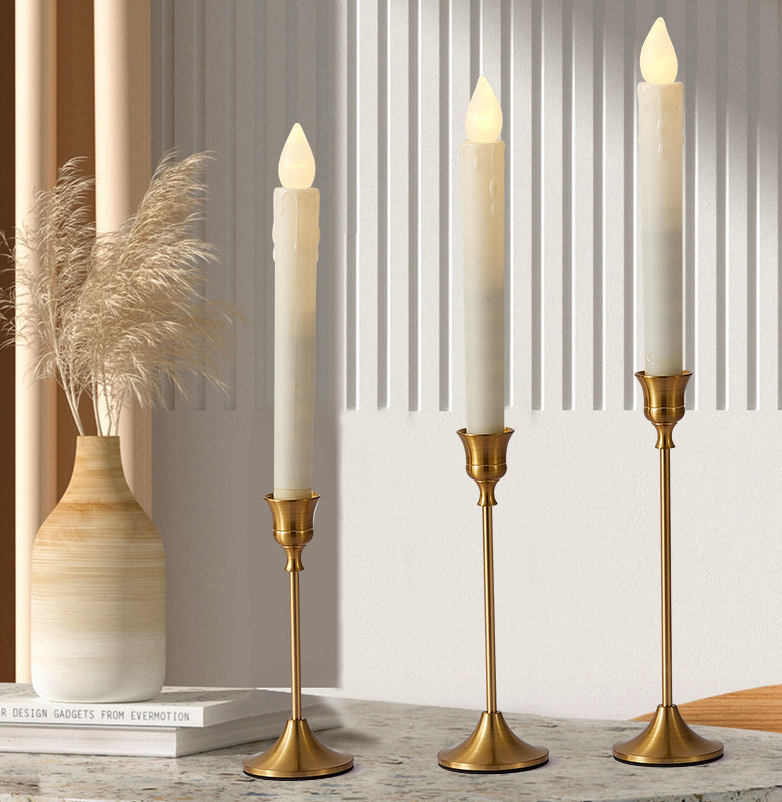 D009: Gold Wedding Table Decor Metal Candle Holder Stand 3PCS/SET Rose Morning