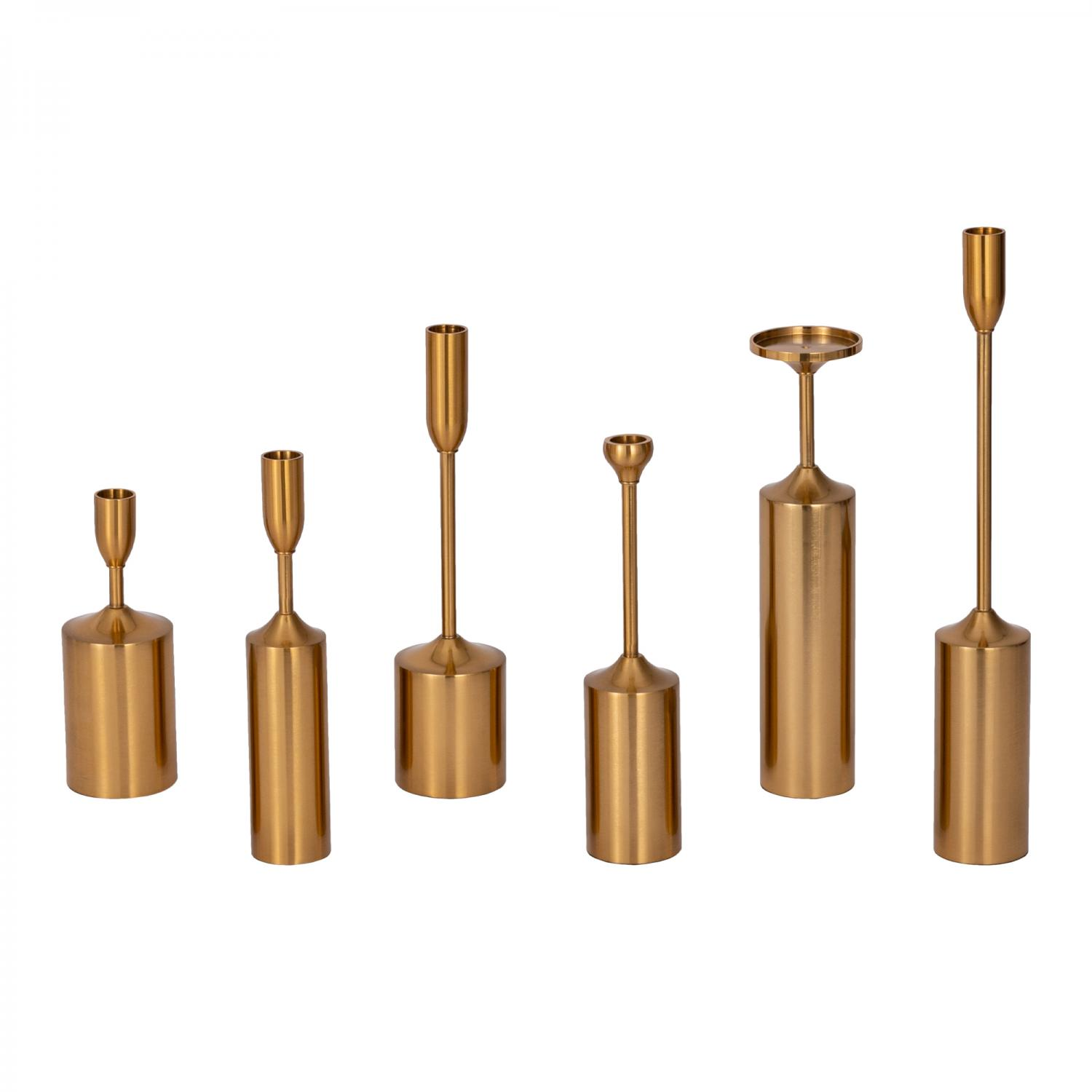 D014: Wedding and Event Metal Candle Holder Stand Gold-6pcs /Set Rose Morning