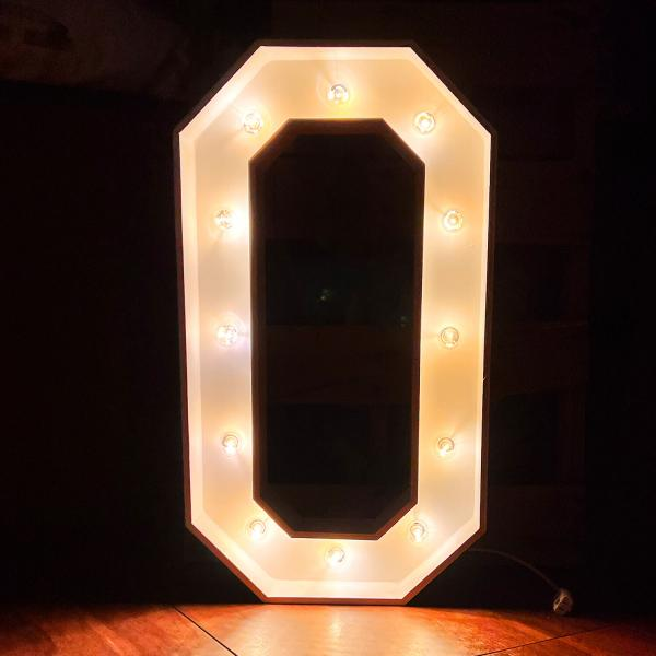 Event Decoration Wooden Large 3ft Tall LED Marquee Letter - O Rose Morning
