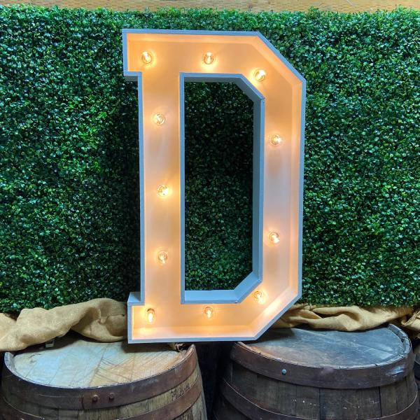 Event Decoration Wooden Large 3ft Tall LED Marquee Letter - D Rose Morning