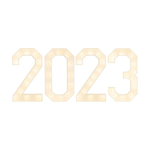 Event Decoration Wooden Large 3ft Tall LED Marquee Number 2023 Rose Morning