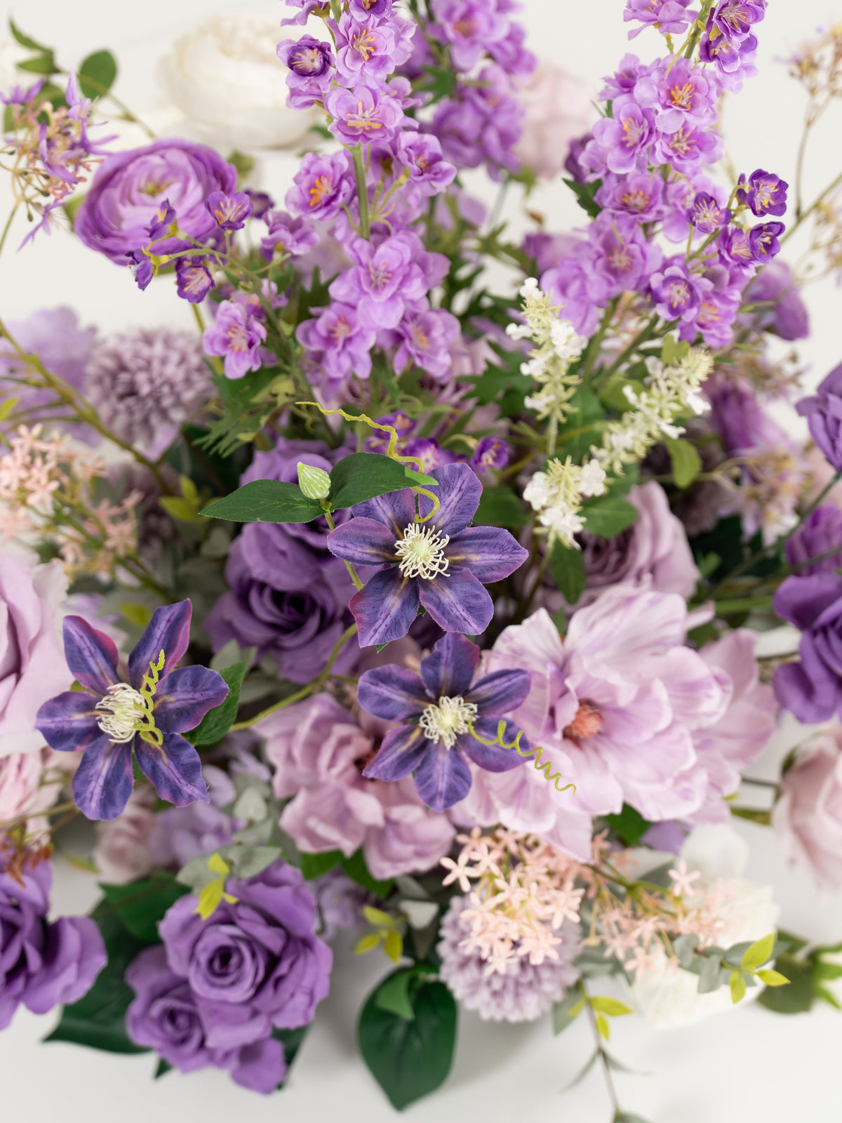 Violet Garden roses Clematis tulips Aisle Flower Arrangment for Wedding Aisle & Ceremony in Violet Garden| Greta