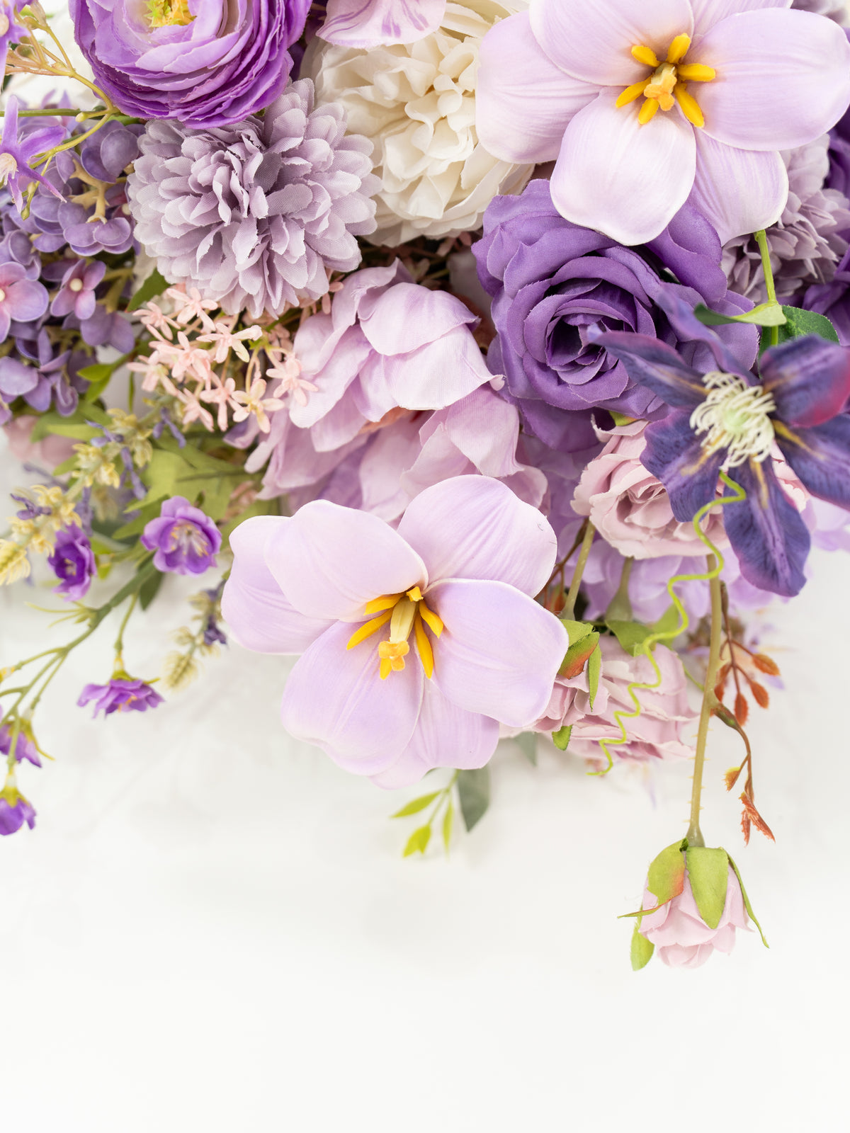 Delicate 13-Inch lilac, garden roses, larkspur parvi / hand-tied Bridal Bouquet for Wedding Ceremony and Photos in Violet Garden | Greta
