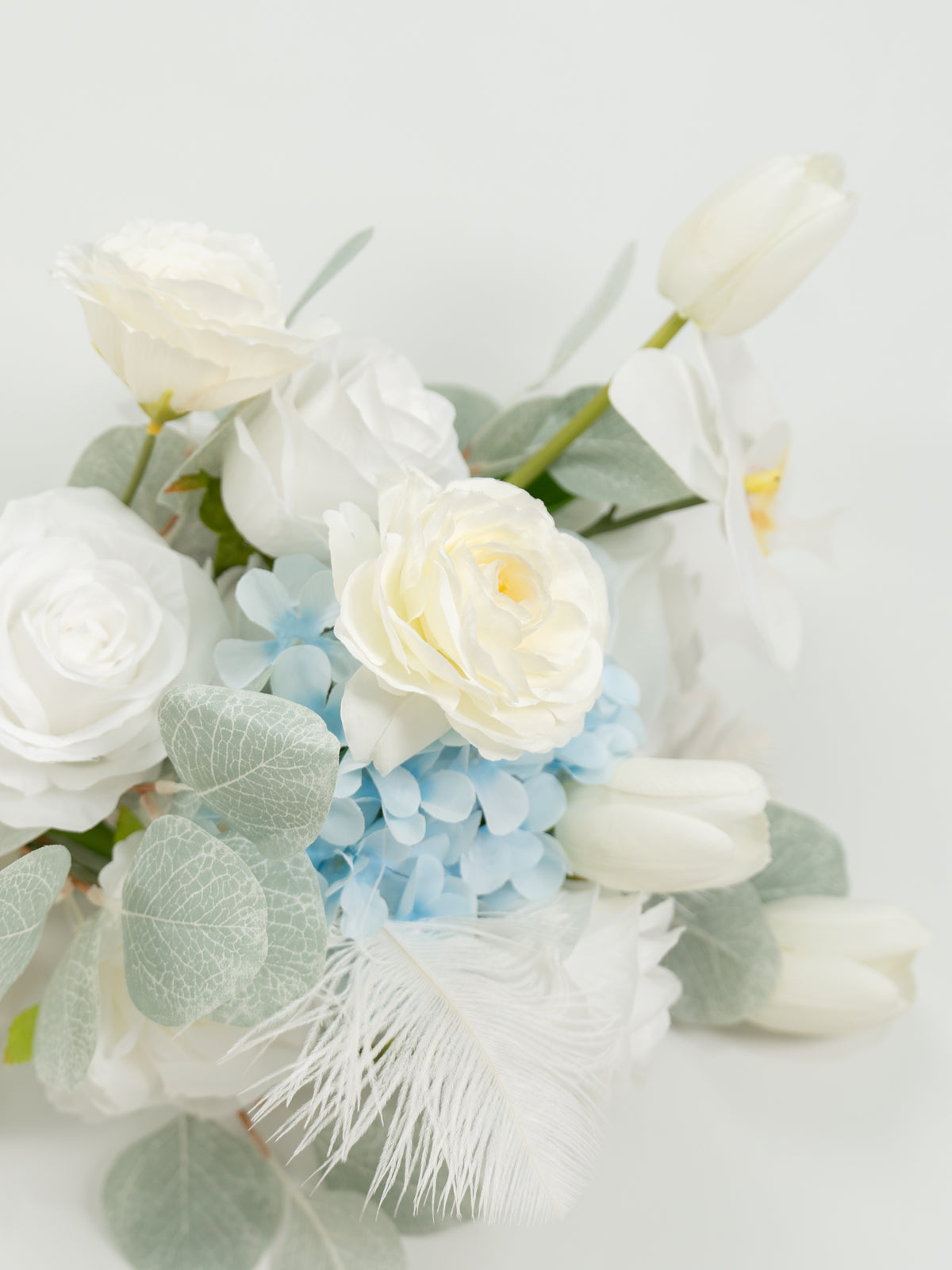 7-Inch Elegant Ranunculus, Hydrangea, Tulips & Feathers Bridesmaids&