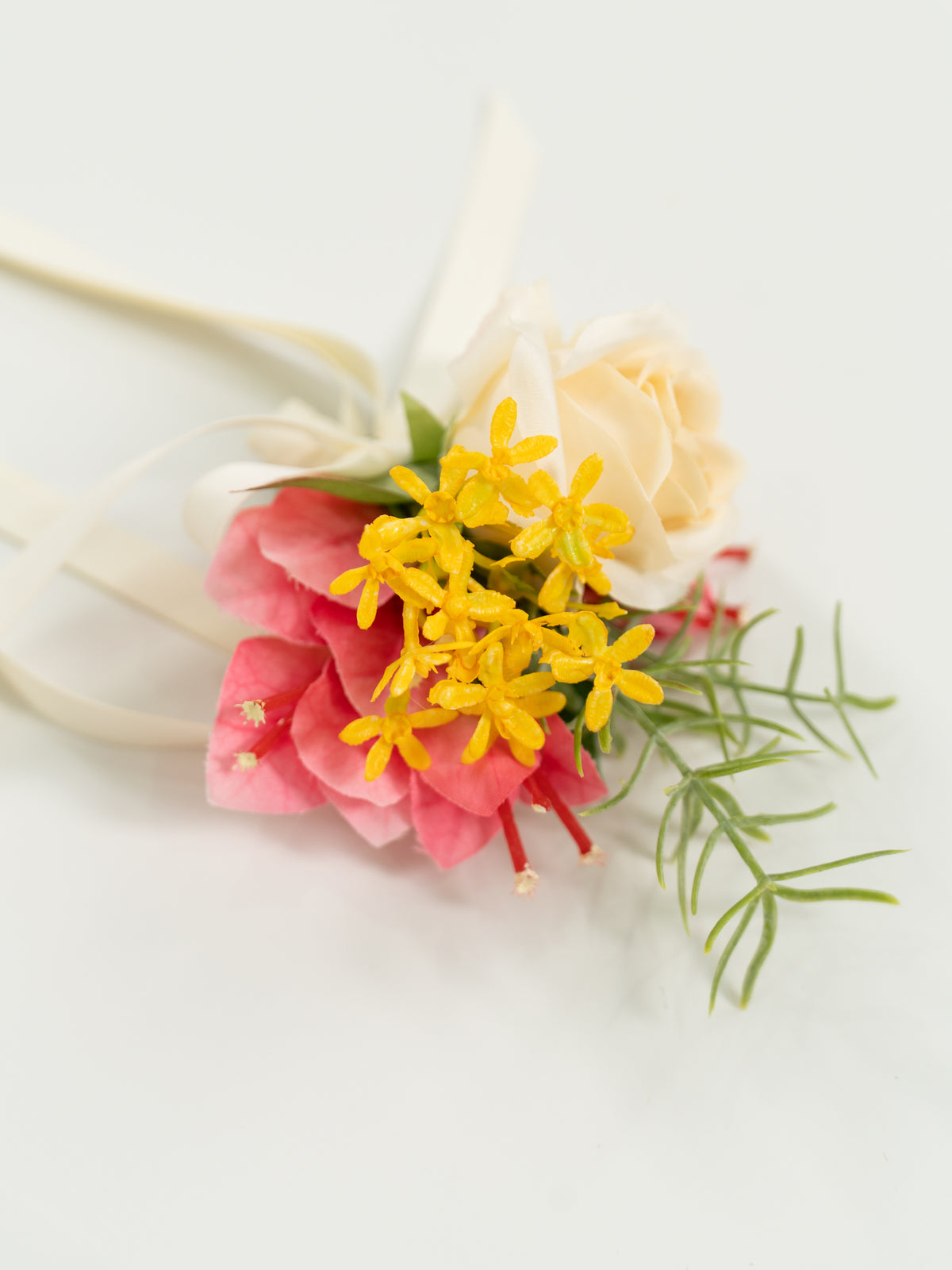 3.5 Inches Delicate Spray Roses & Greenery Wrist Corsage for Wedding Ceremony and Bridal Party in Coral & Pink | Grace(Set of 6)