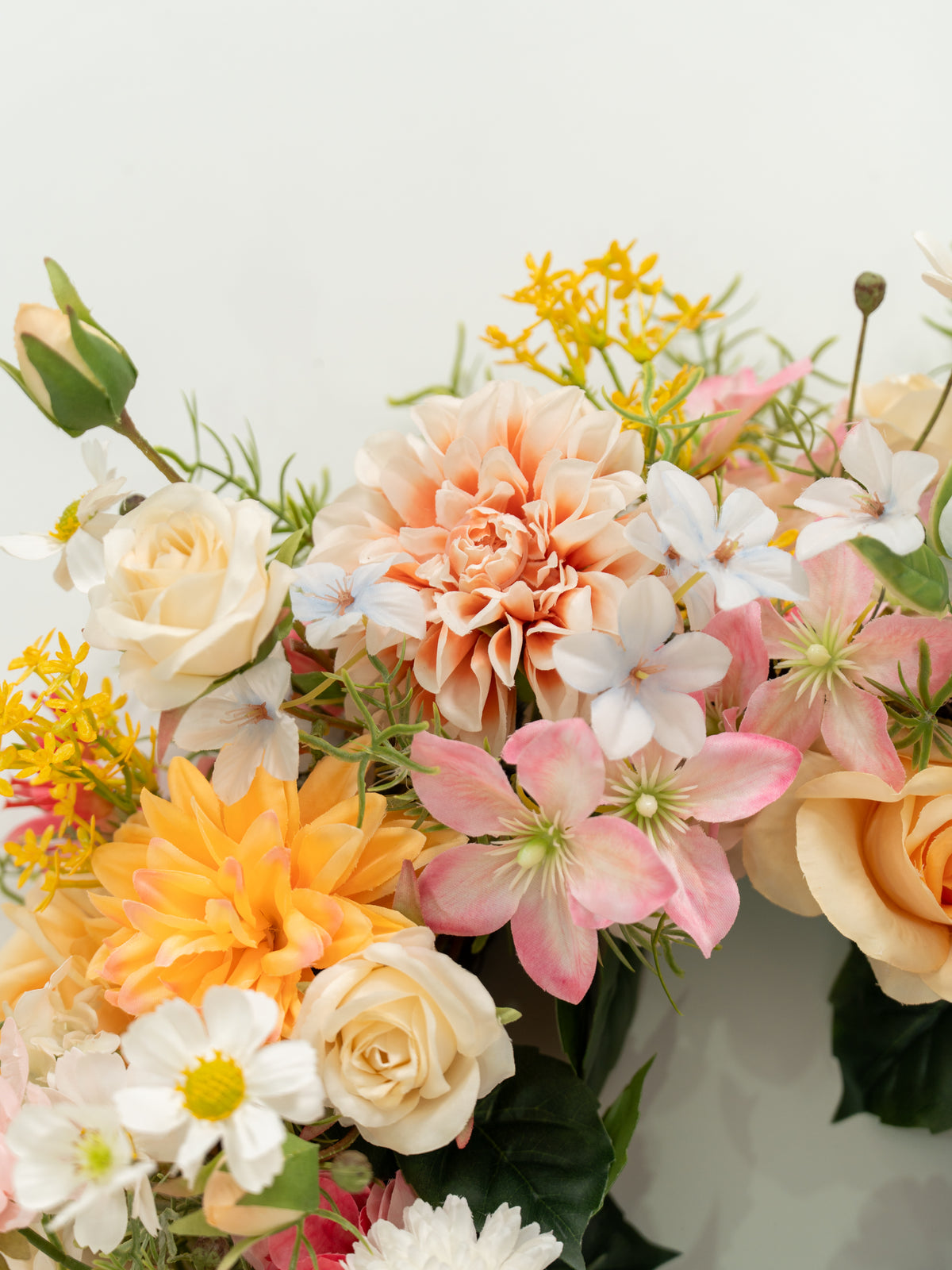23.6 Charming Dahlias, Coral Charm Peonies & Daisies Wreath for Wedding or Home Door Decor in Coral & Pink | Grace