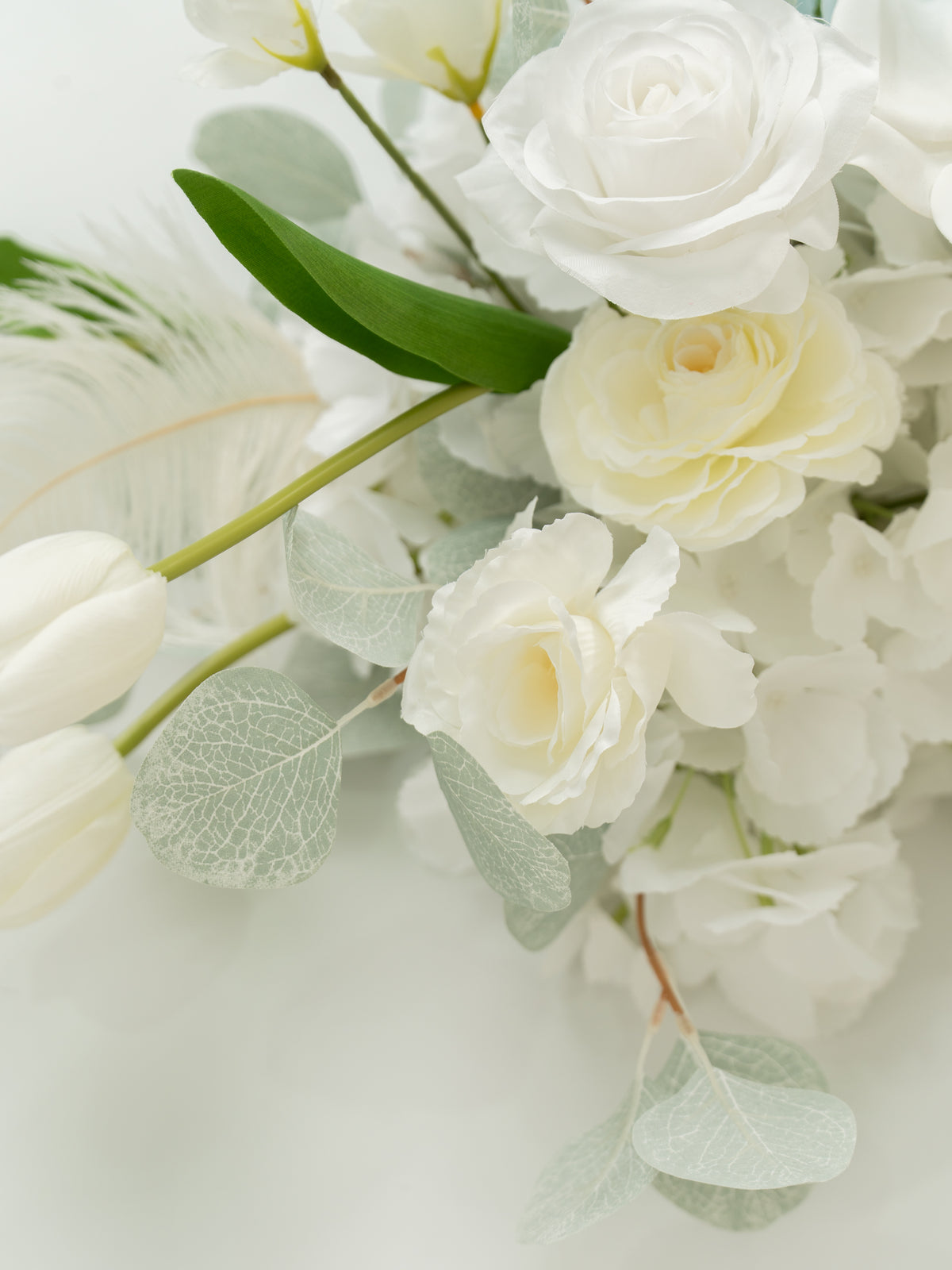 15-Inch Elegant Tulips, Roses & Ranunculus Welcome Sign Flower for Wedding Welcome Area and Reception in Baby Blue & Ivory | Serena