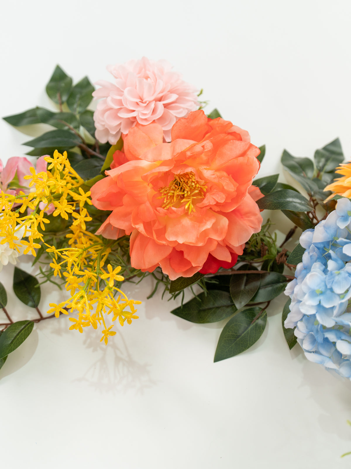 5-6ft Charming Dahlias Garden roses Hydrangeas Flower Garland for Wedding or Home Door Decor in Coral & Pink | Grace