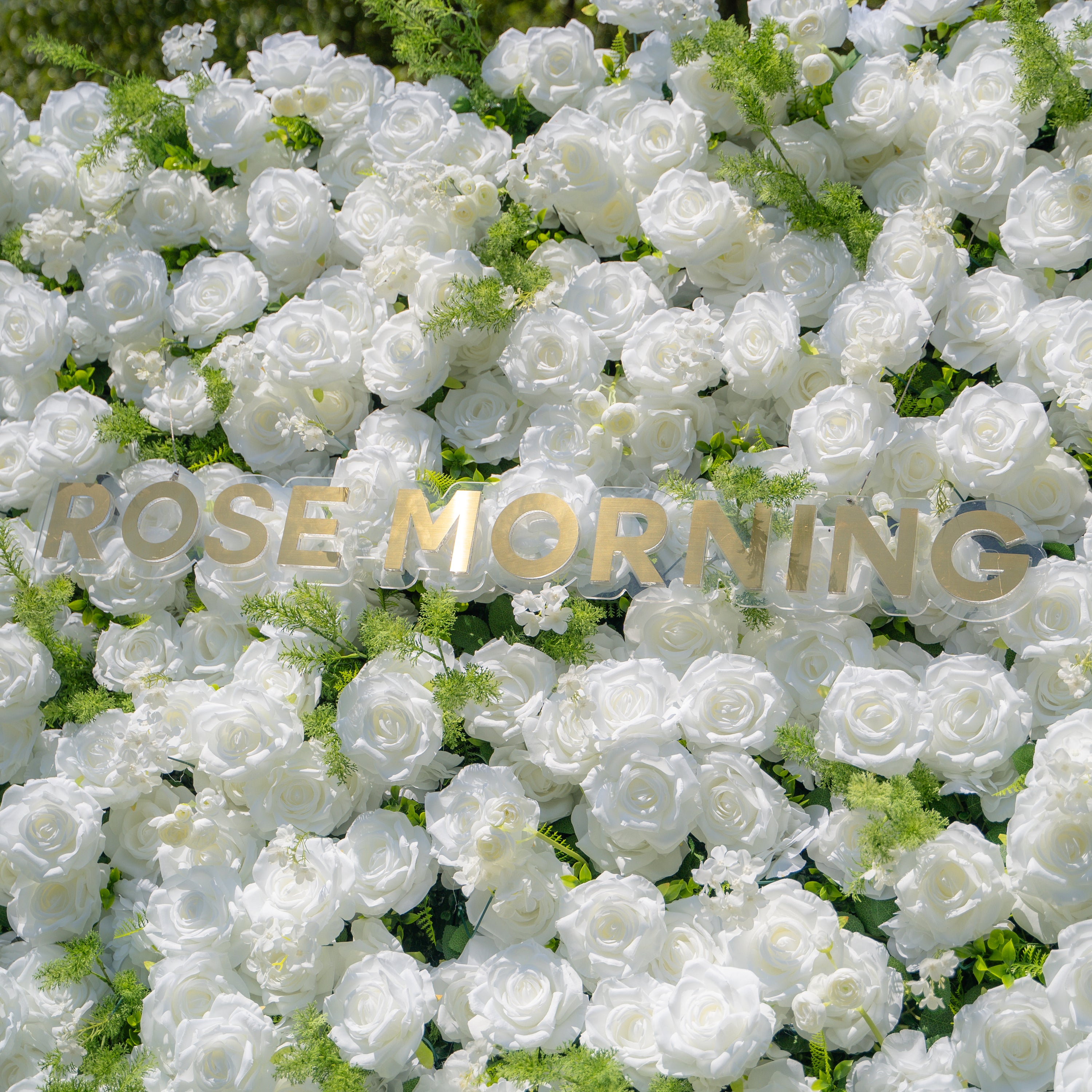 Forest - White Green Popular 5D Fabric Roll Up Flower Wall for Wedding Party Backdrop