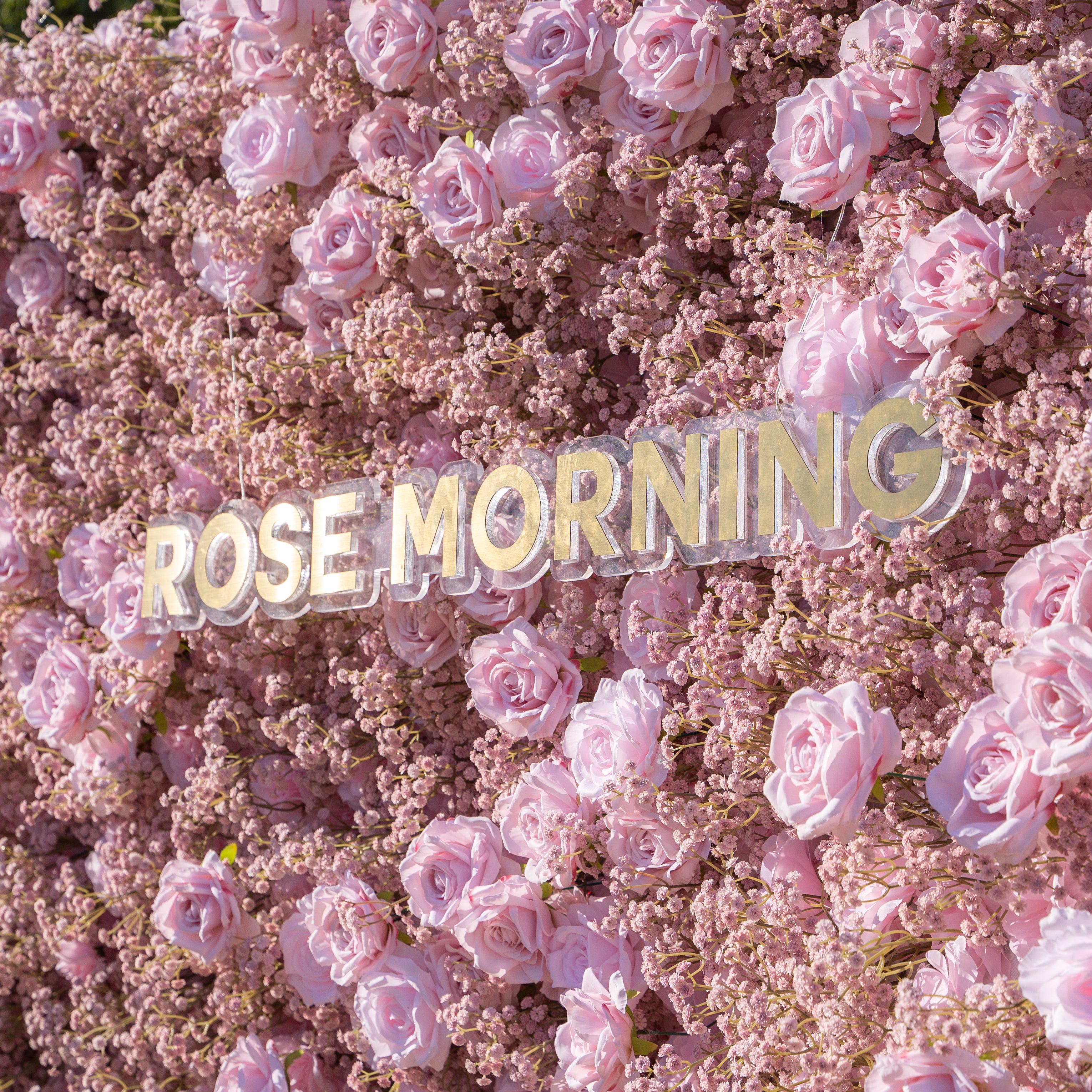 Pink Baby Breath:3D Fabric Artificial rolling up curtain flower wall