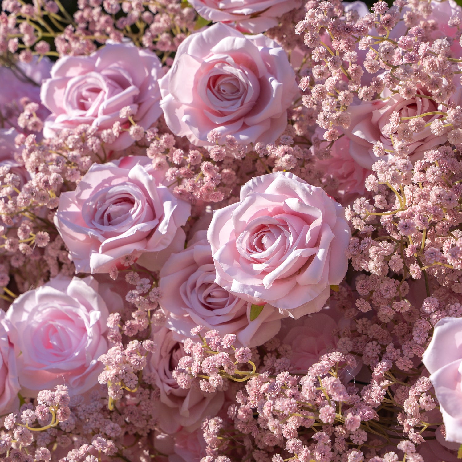 Pink Baby Breath:3D Fabric Artificial rolling up curtain flower wall