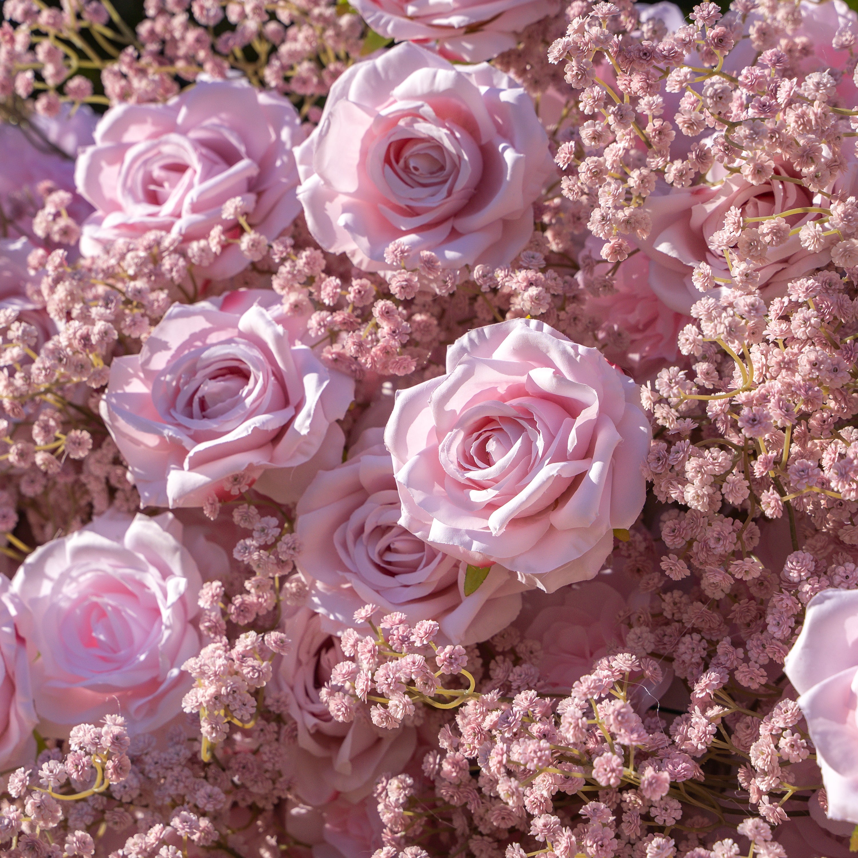 Pink Baby Breath:3D Fabric Artificial rolling up curtain flower wall