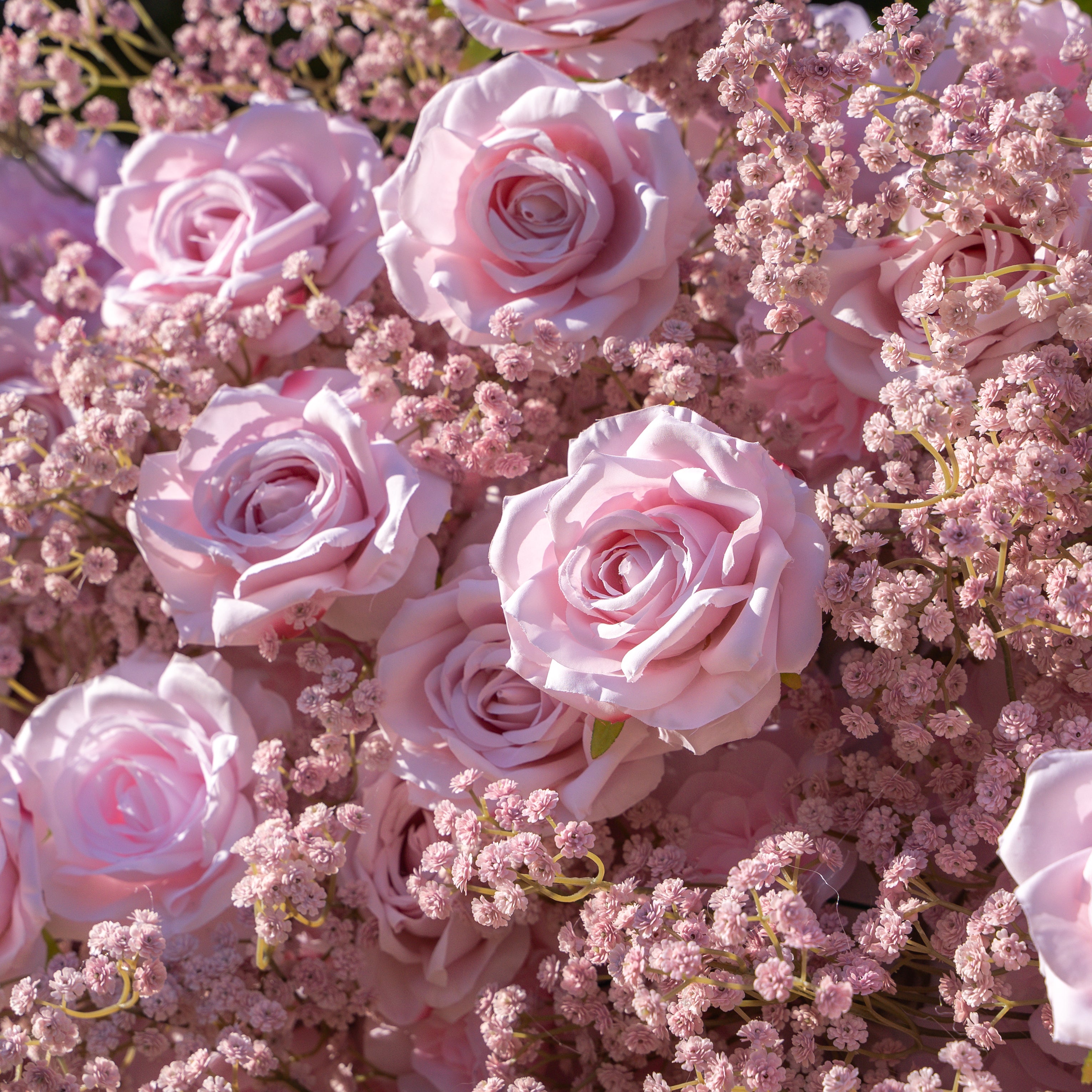 Pink Baby Breath:3D Fabric Artificial rolling up curtain flower wall