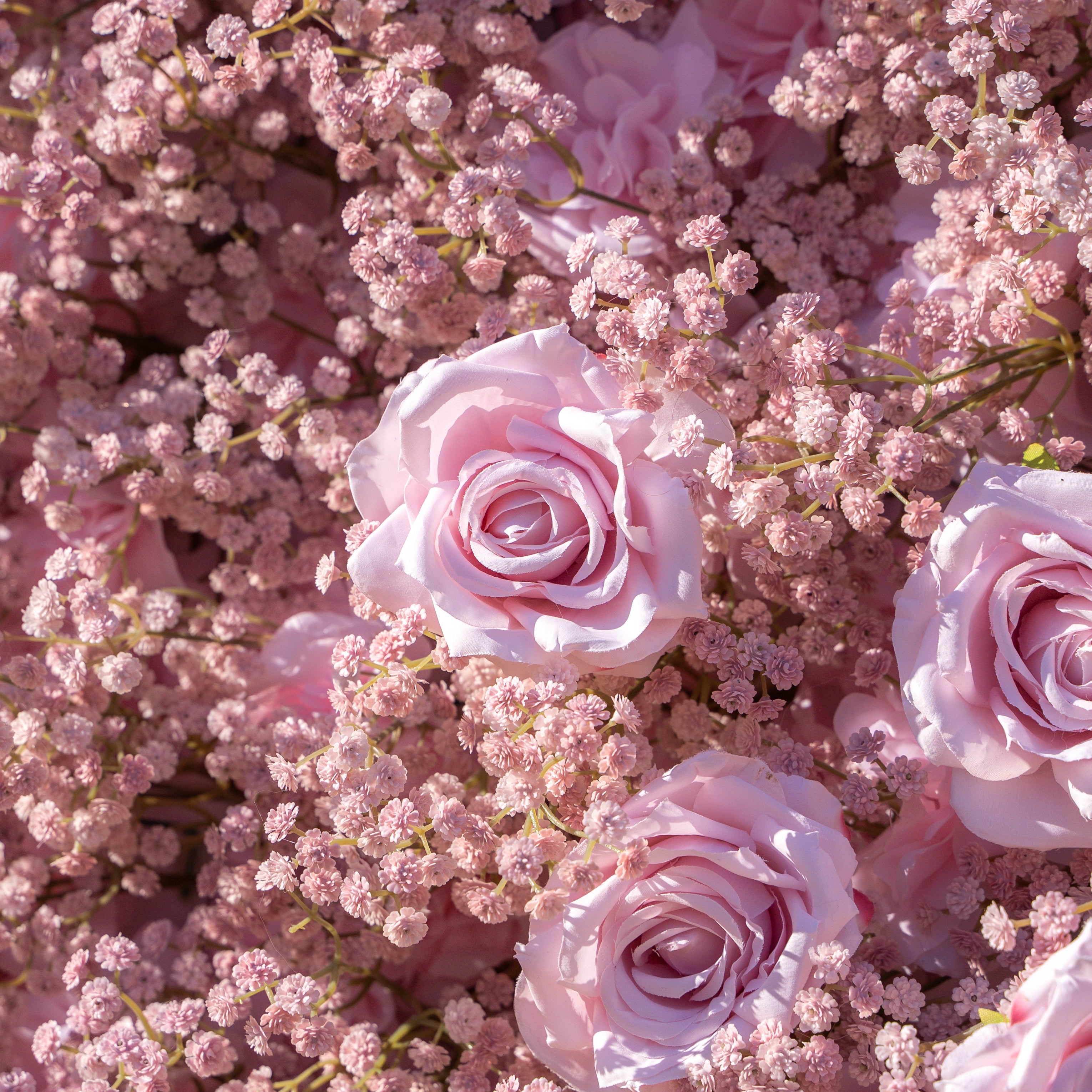 Pink Baby Breath:3D Fabric Artificial rolling up curtain flower wall