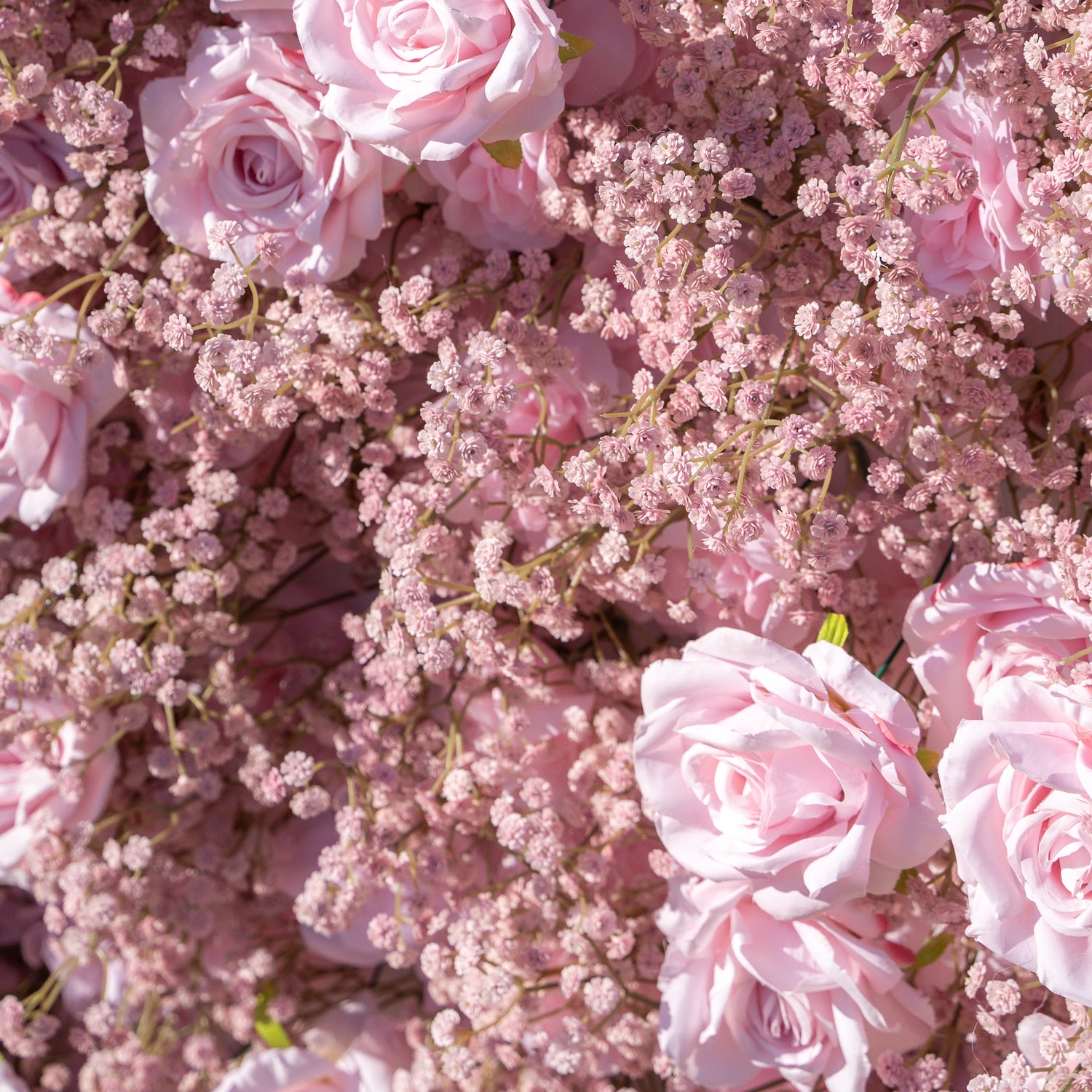 Pink Baby Breath:3D Fabric Artificial rolling up curtain flower wall